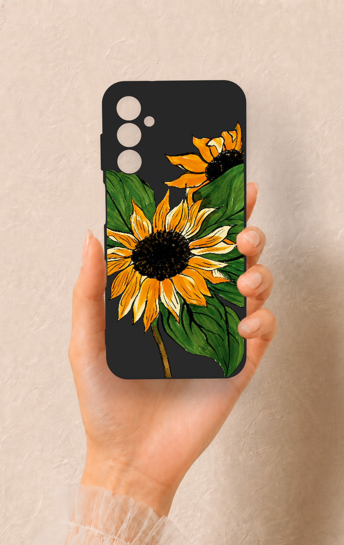 Samsung M14 Uyumlu Ay Çiçeği Desenli Silikon Kılıf