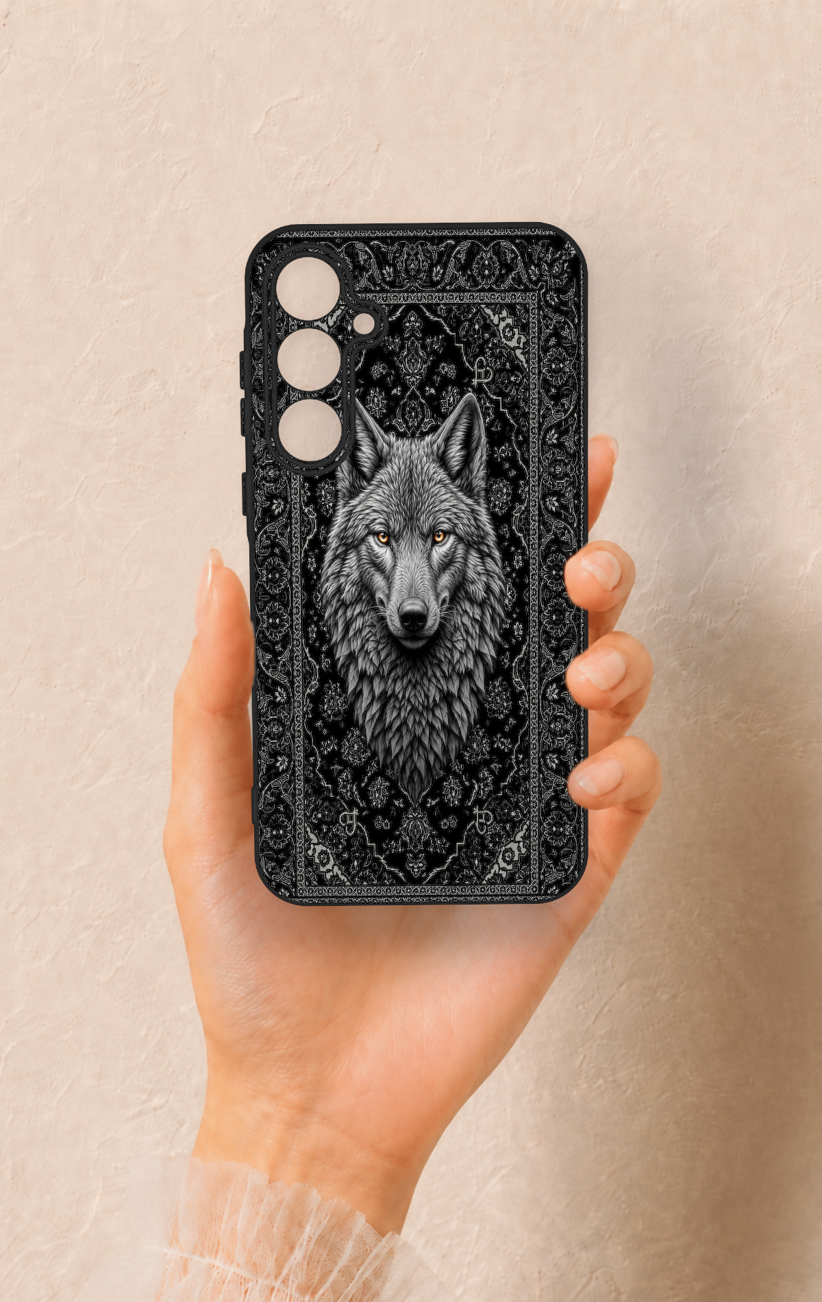 Samsung A35 Uyumlu Etnik Kurt Desenli Silikon Kılıf