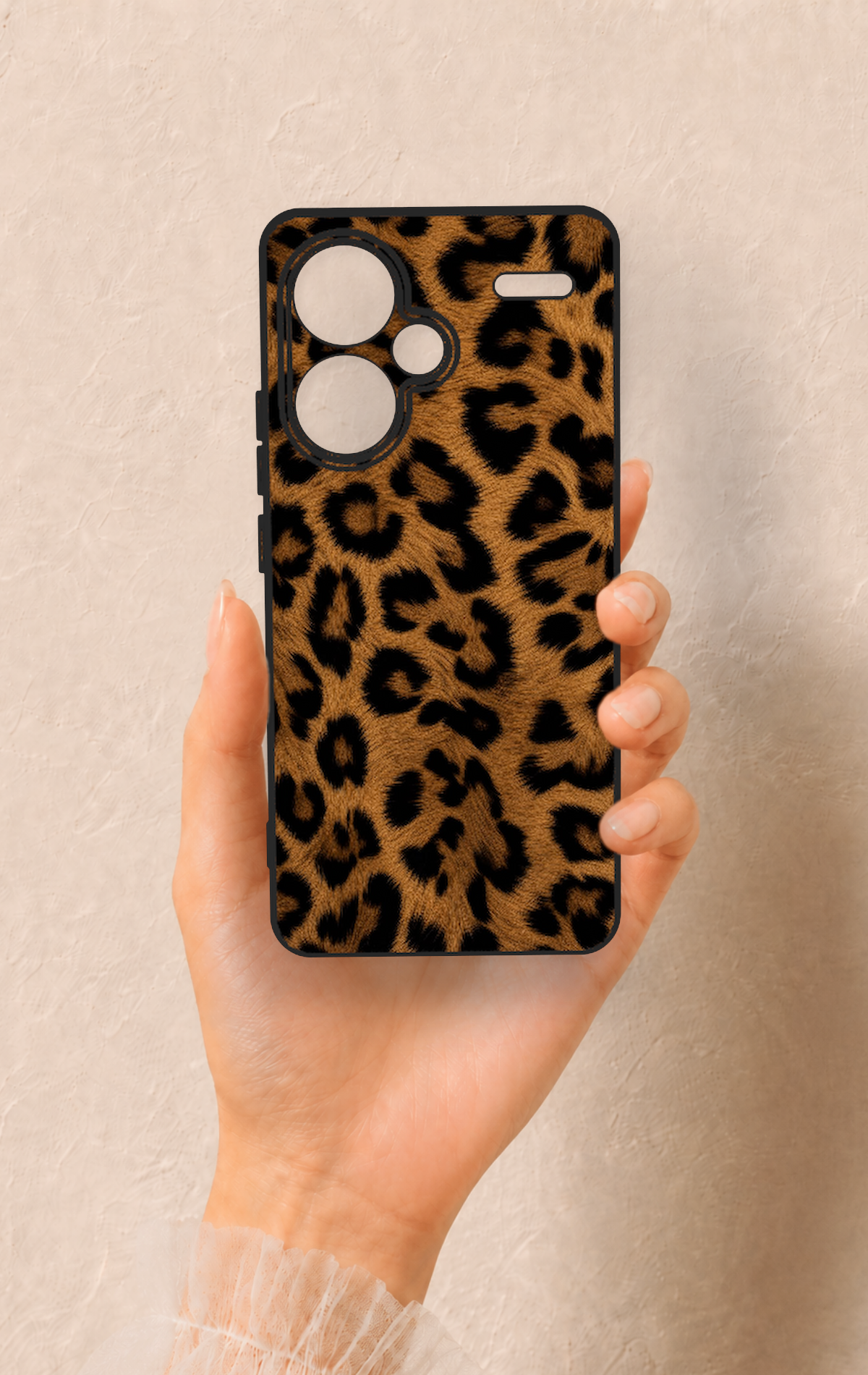 Redmi Note 13 Pro Plus Uyumlu Koyu Leopar Deri Desenli Silikon Kılıf