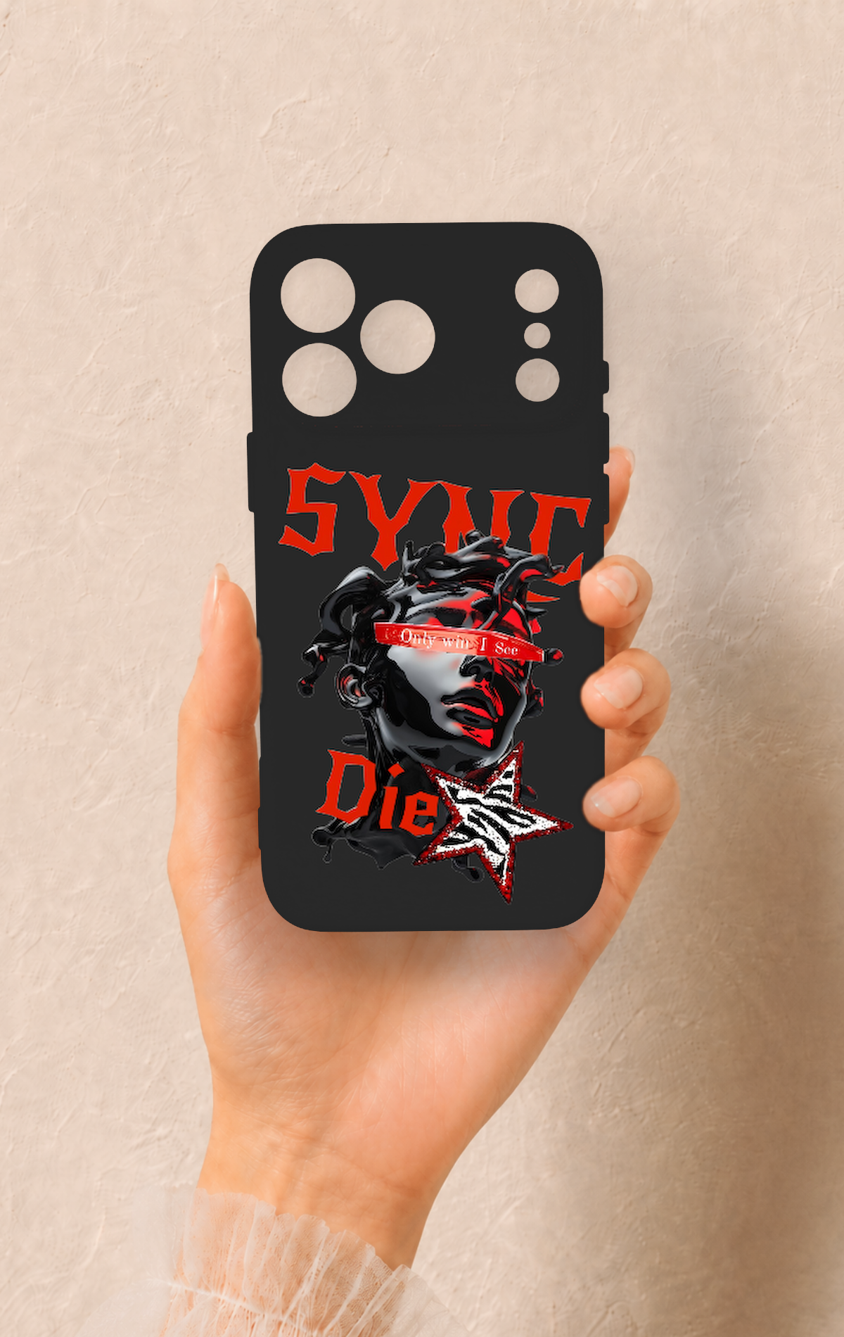 iPhone 17 Pro Max Uyumlu Sync Die Desenli Silikon Kılıf