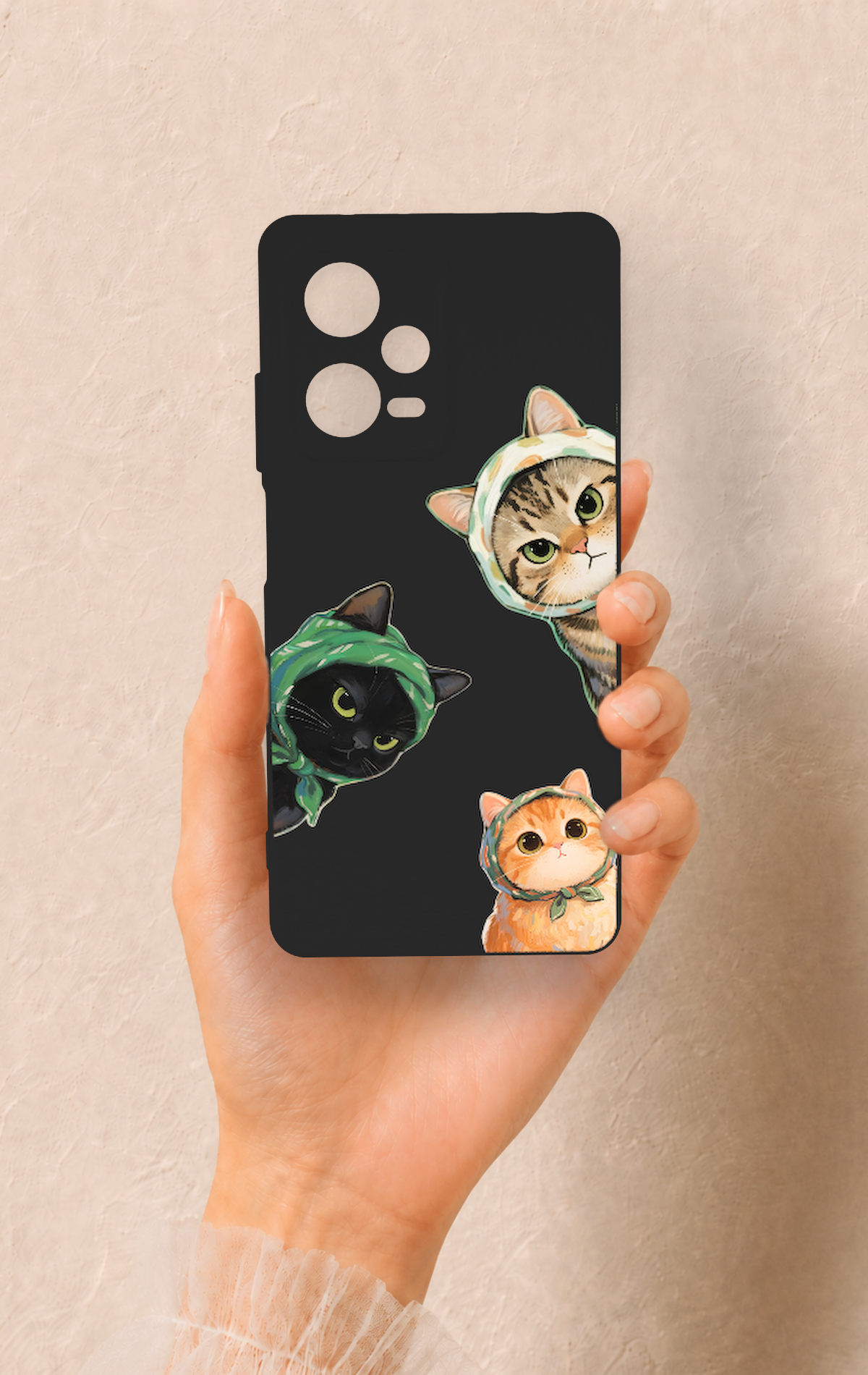 Redmi Note 12 Pro 5G Uyumlu Kedi Ekibi Desenli Silikon Kılıf