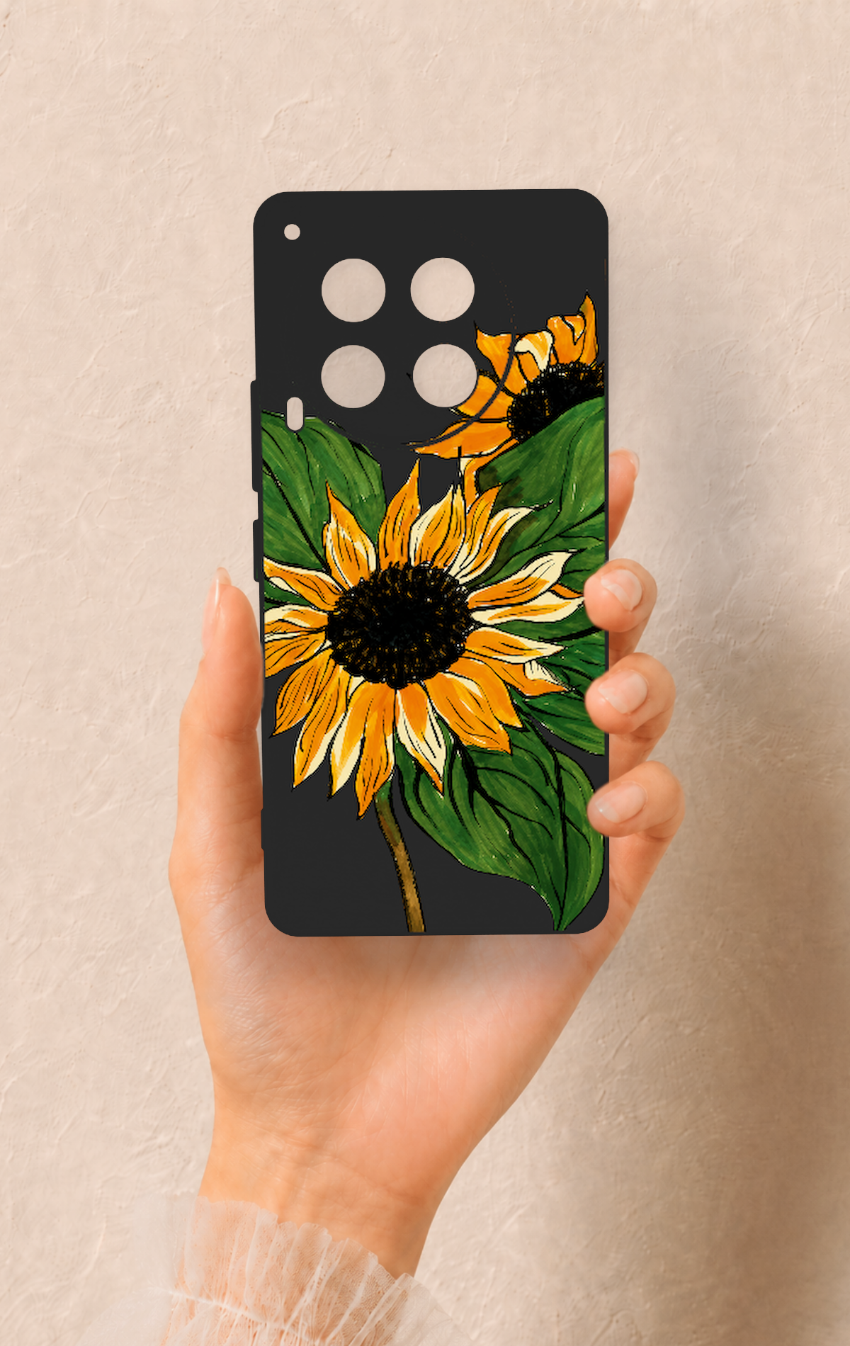 Tecno Camon 30 Uyumlu Ay Çiçeği Desenli Silikon Kılıf