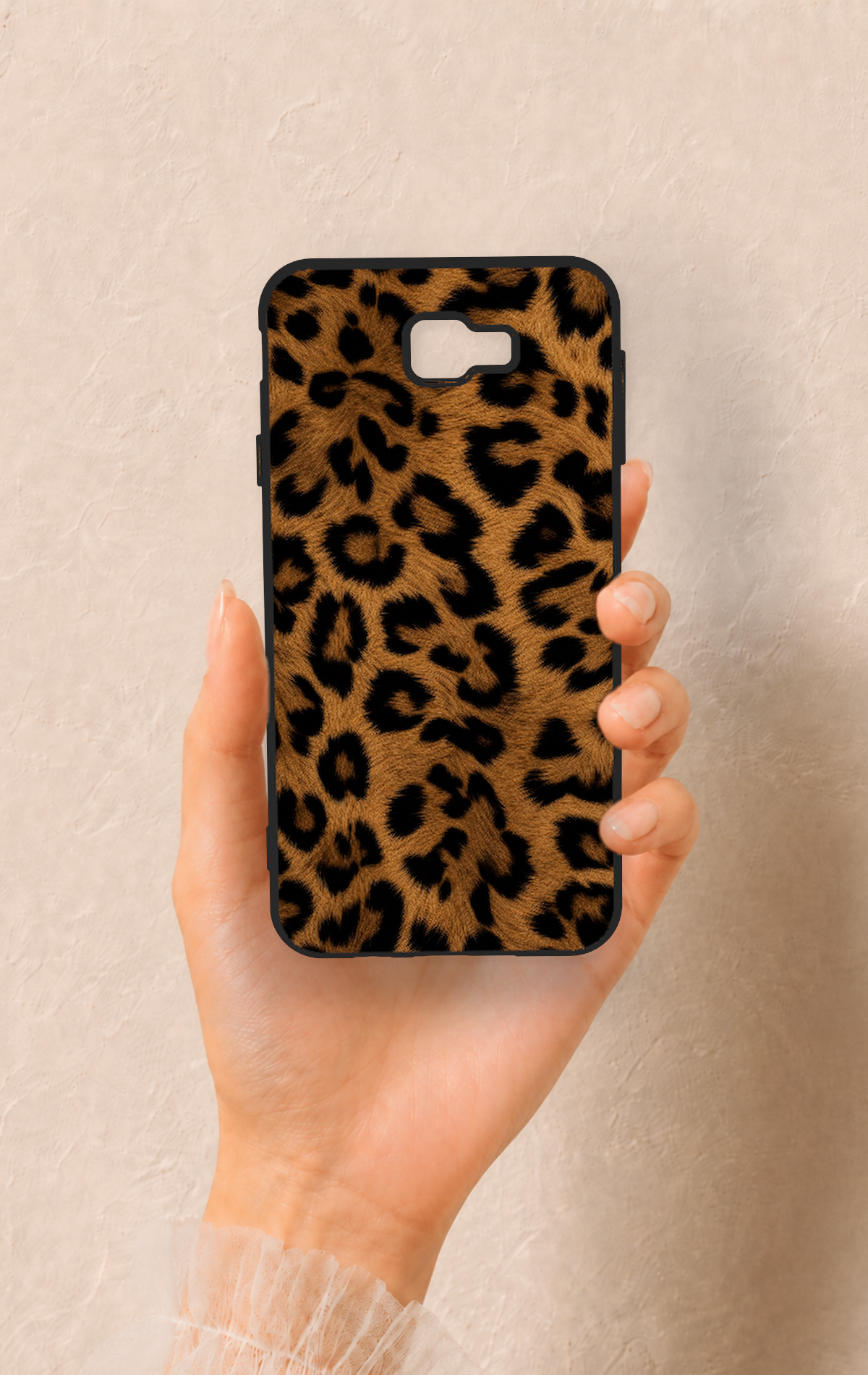 Samsung J7 Prime Uyumlu Koyu Leopar Deri Desenli Silikon Kılıf