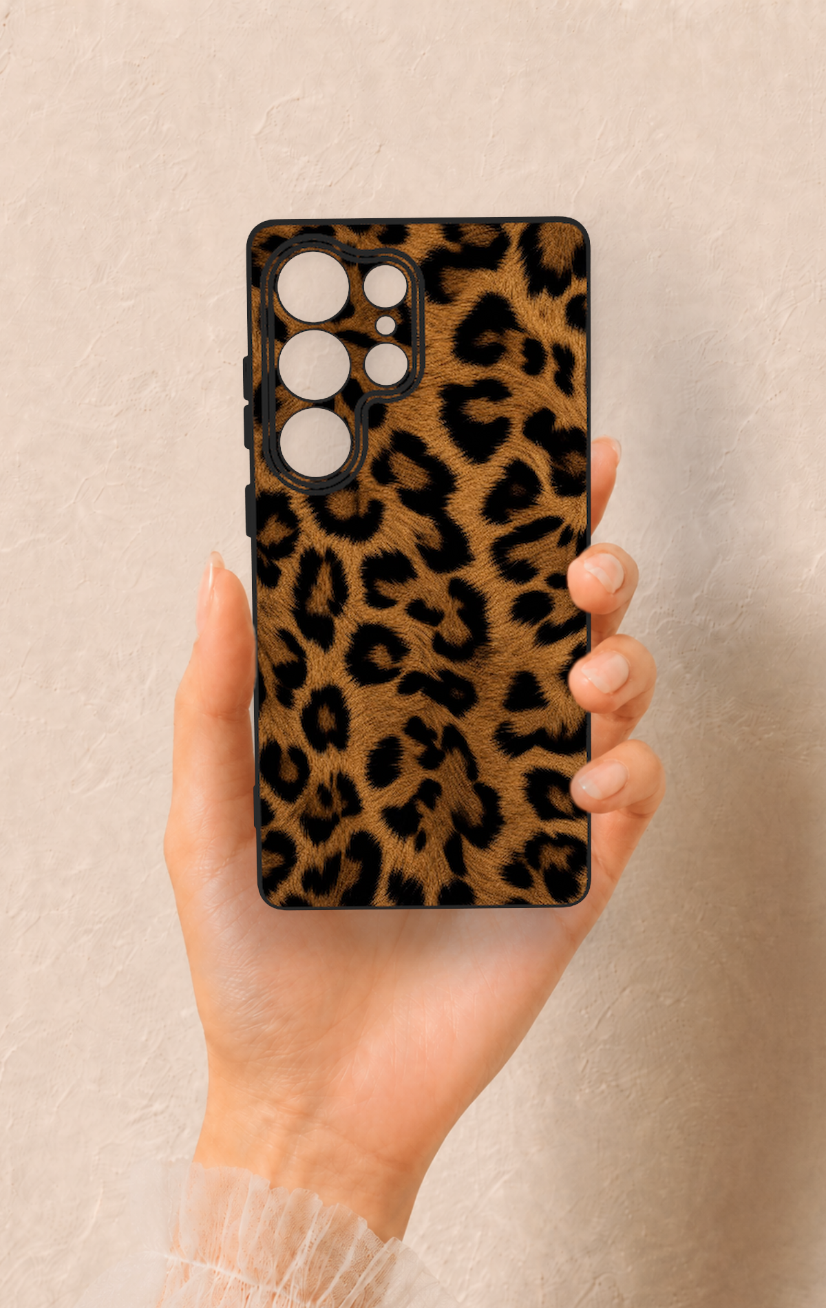 Samsung S25 Ultra Uyumlu Koyu Leopar Deri Desenli Silikon Kılıf