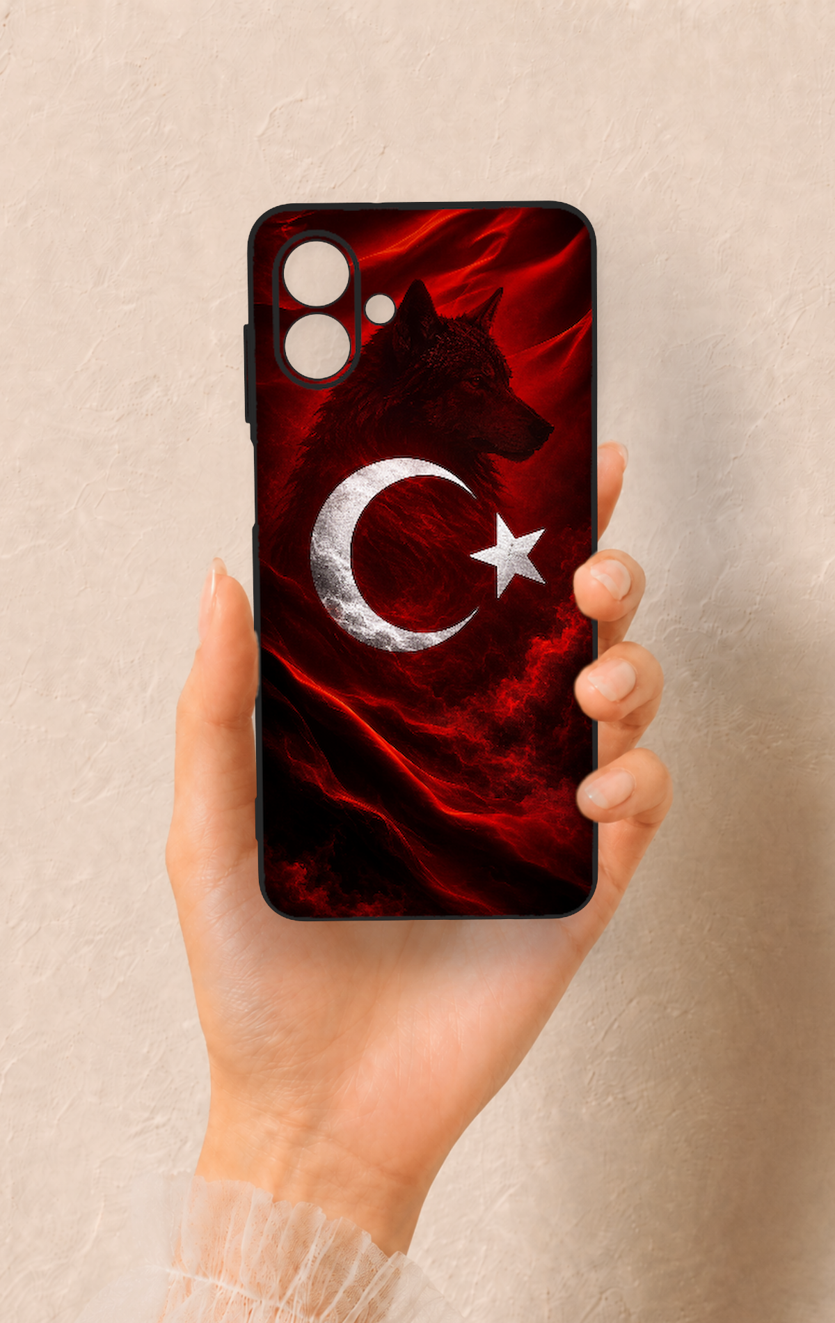 Samsung A07 Uyumlu Kurt Türk Bayrağı Desenli Silikon Kılıf