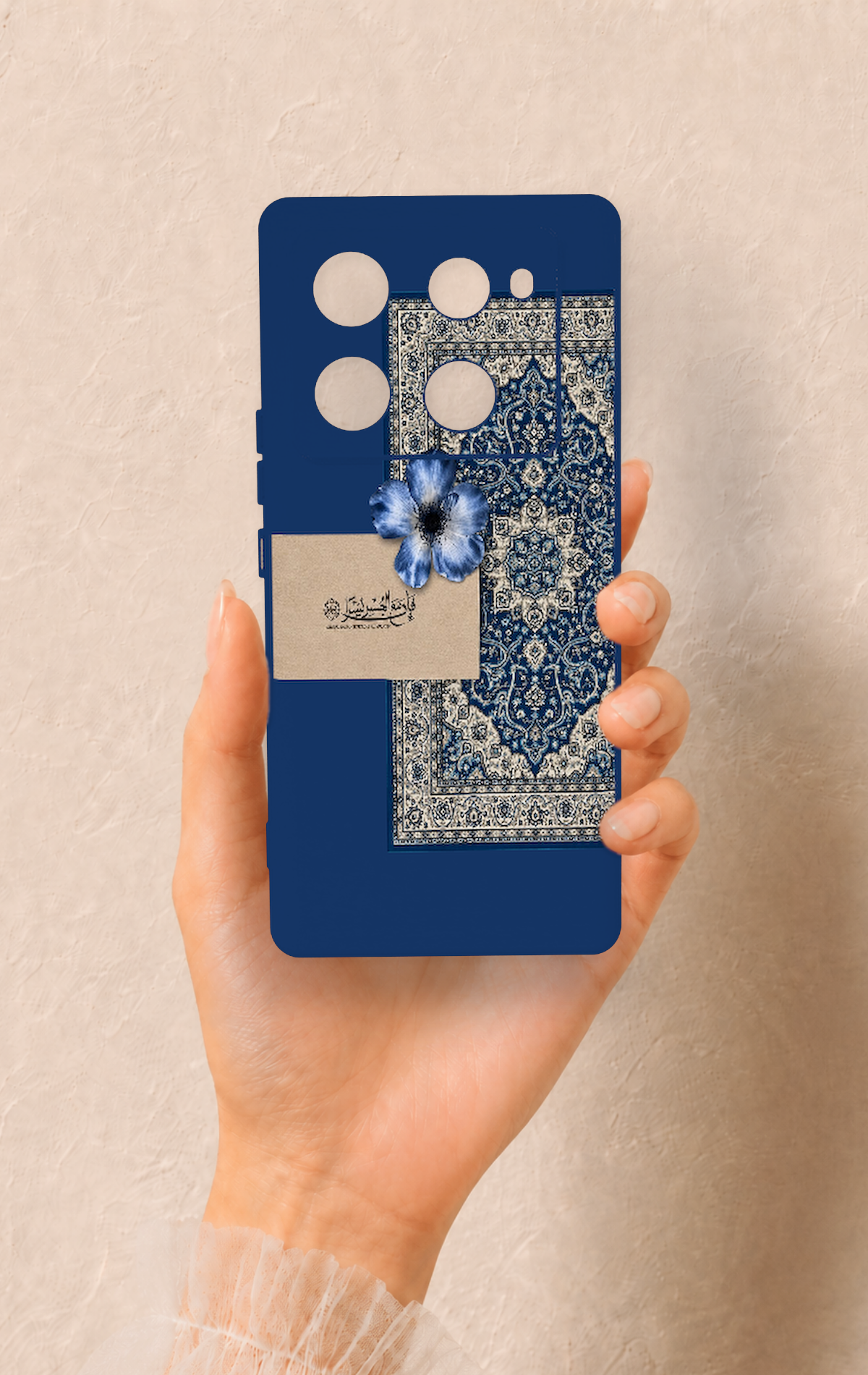 İnfinix Note 40 Pro Uyumlu Mavi Etnik Halı Desenli Silikon Kılıf