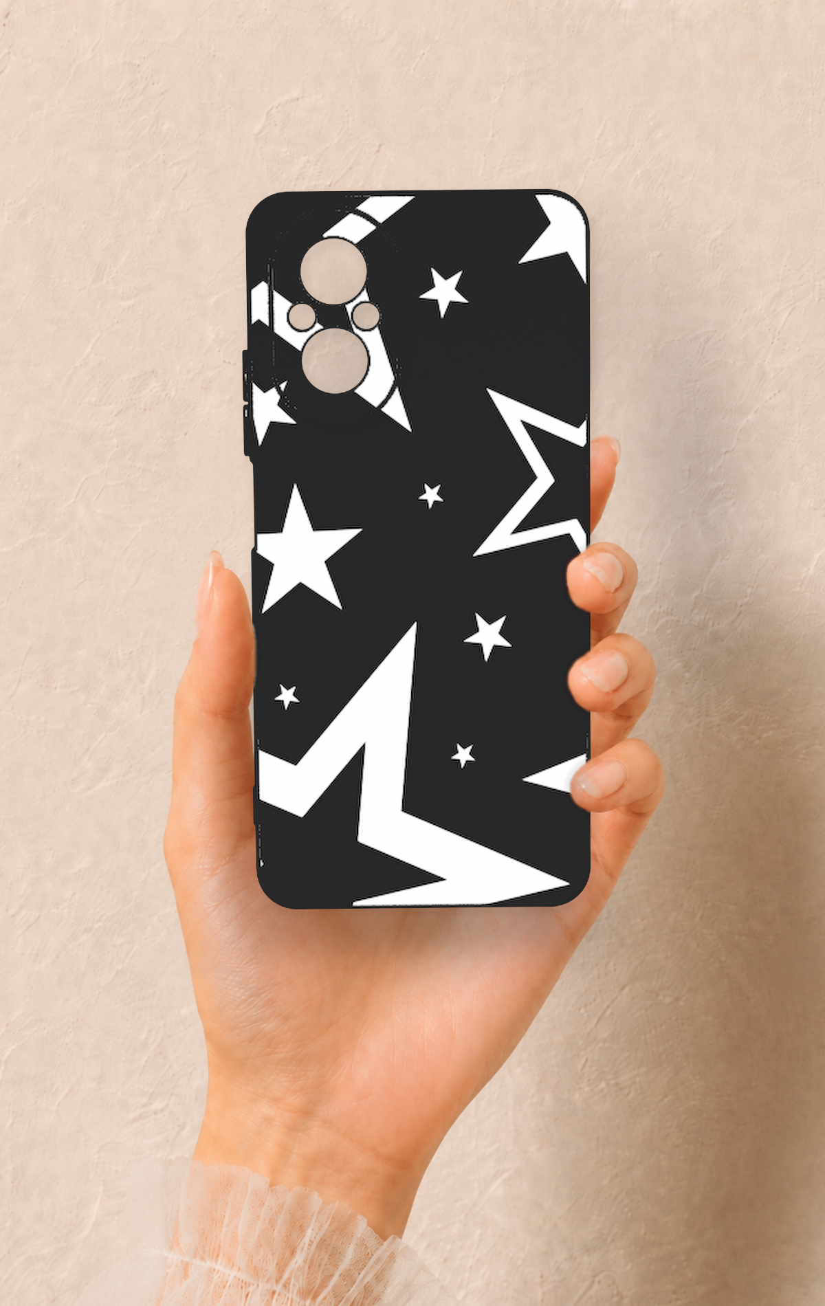 Realme 12 Lite Uyumlu Siyah Mega Star Desenli Silikon Kılıf