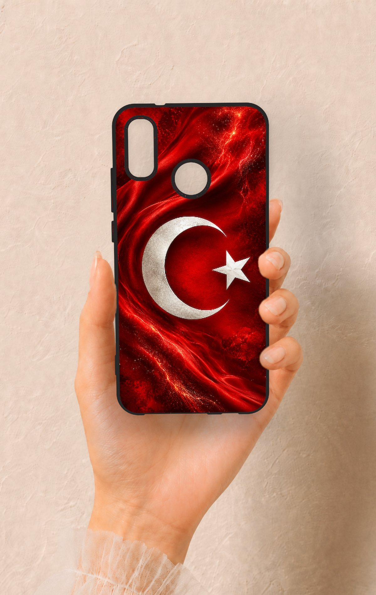 Huawei P20 Lite Uyumlu Türk Bayrağı Desenli Silikon Kılıf