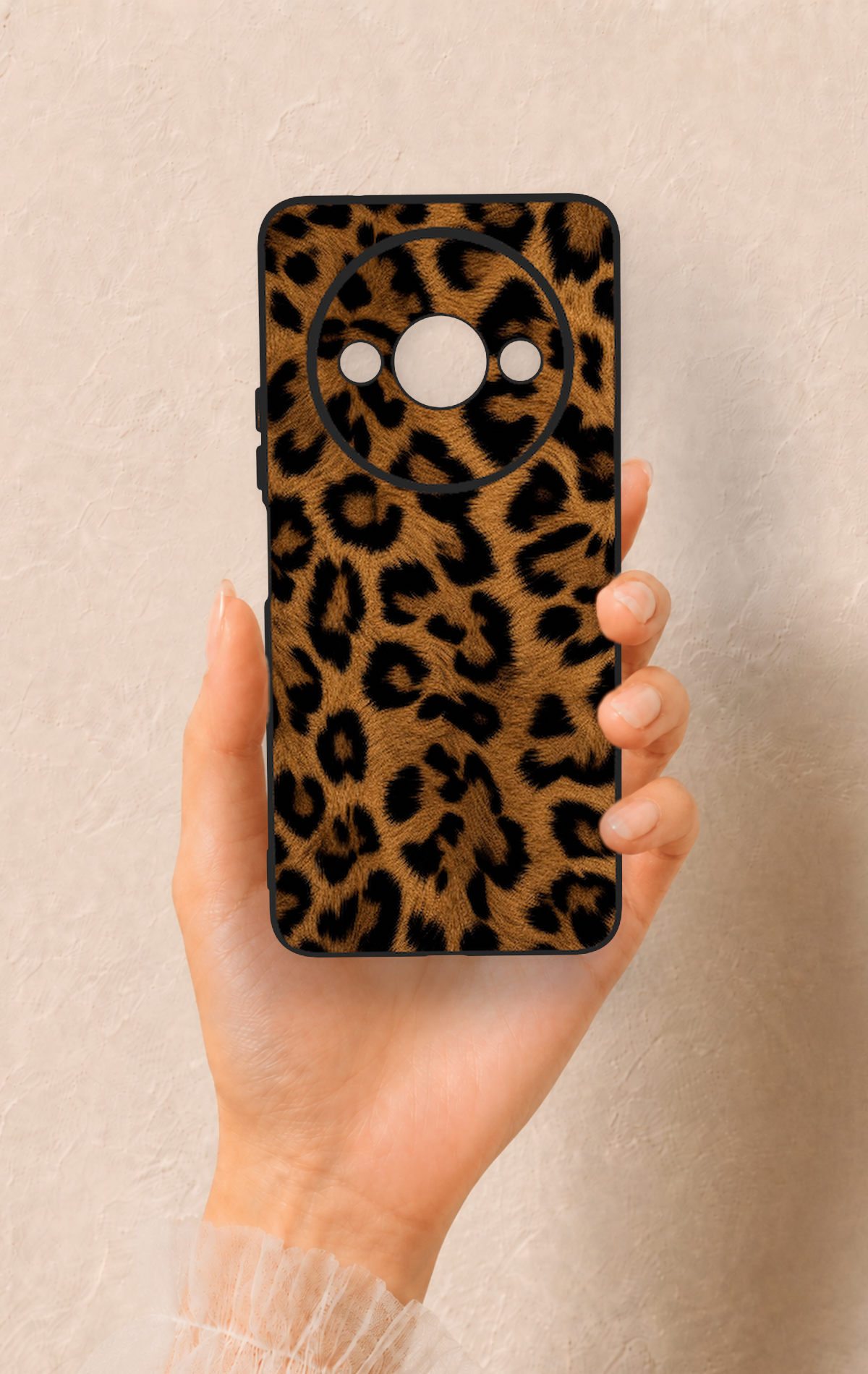 Redmi A3 Uyumlu Koyu Leopar Deri Desenli Silikon Kılıf