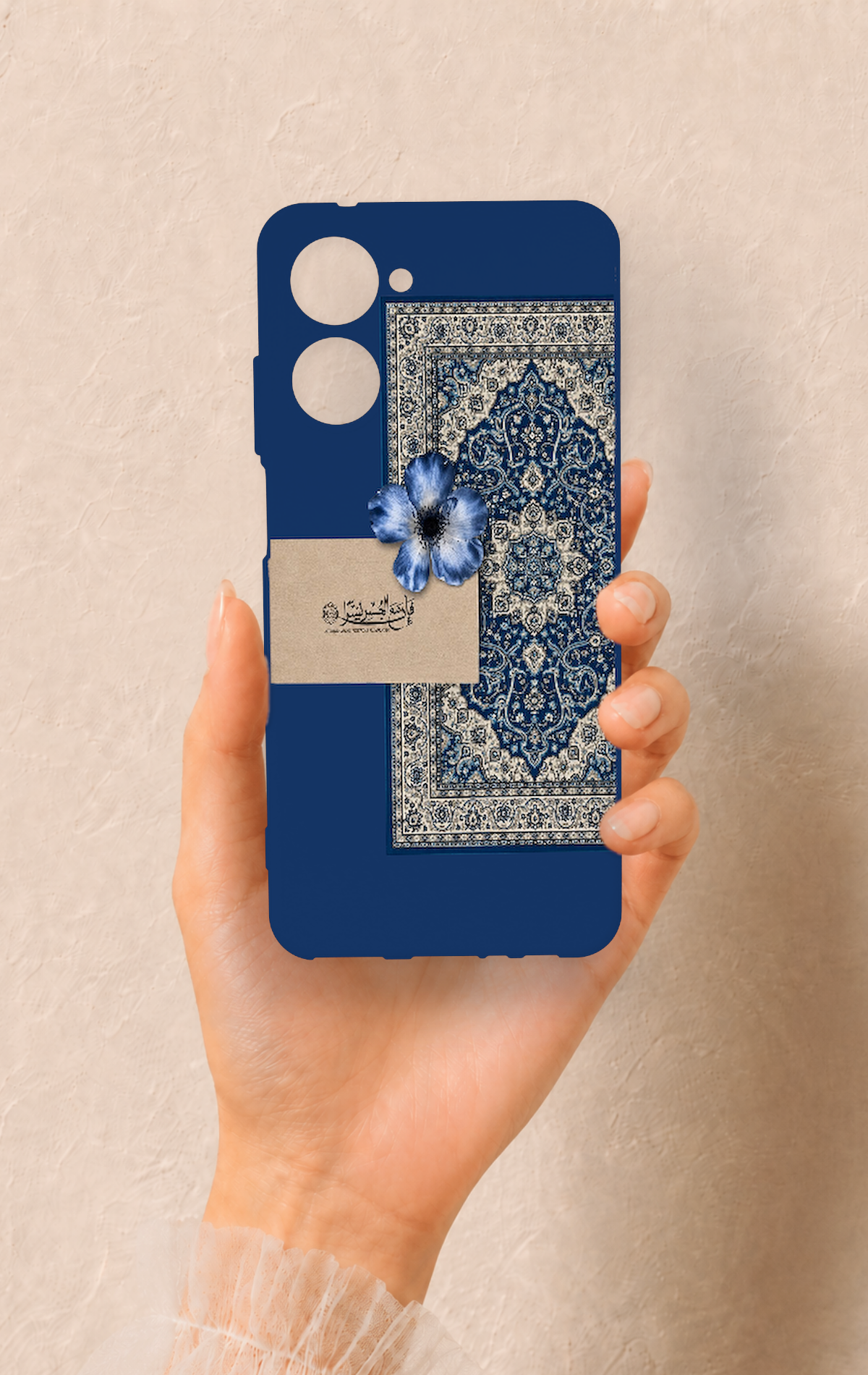 Realme 10 Uyumlu Mavi Etnik Halı Desenli Silikon Kılıf