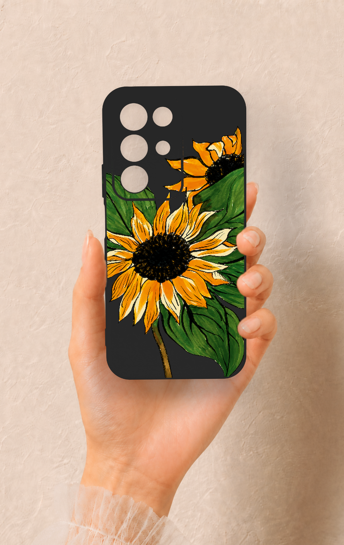 Realme C85 5G Uyumlu Ay Çiçeği Desenli Silikon Kılıf