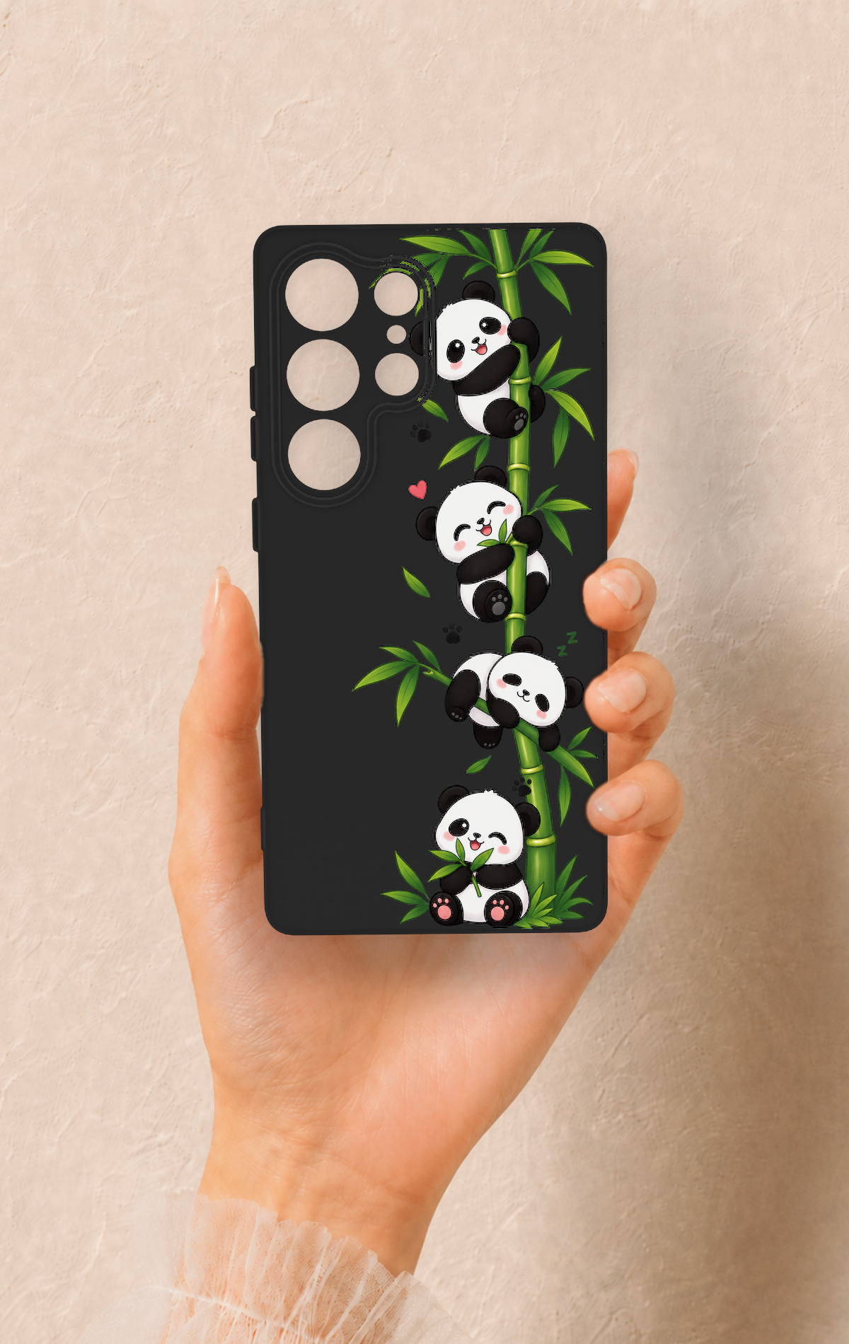 Samsung S25 Ultra Uyumlu Sevimli Panda Bambu Desenli Silikon Kılıf