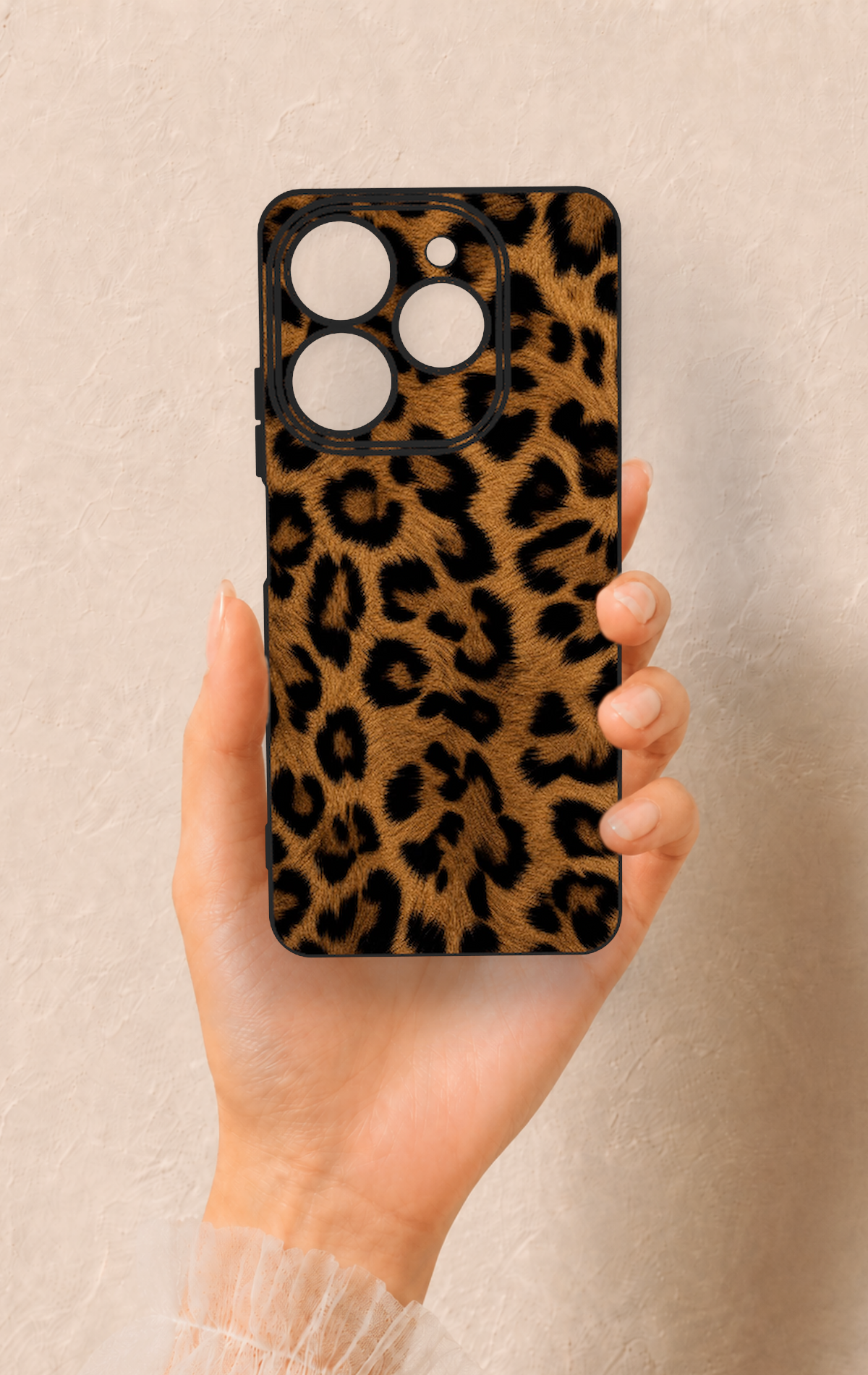 Tecno Spark 10 Pro Uyumlu Koyu Leopar Deri Desenli Silikon Kılıf