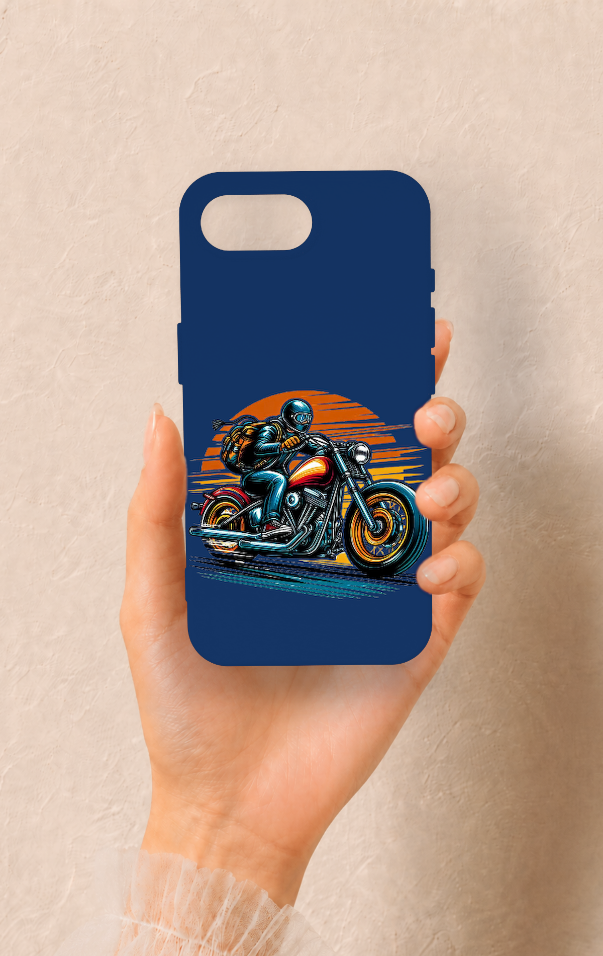 iPhone 16E Uyumlu Moto Rider Desenli Silikon Kılıf