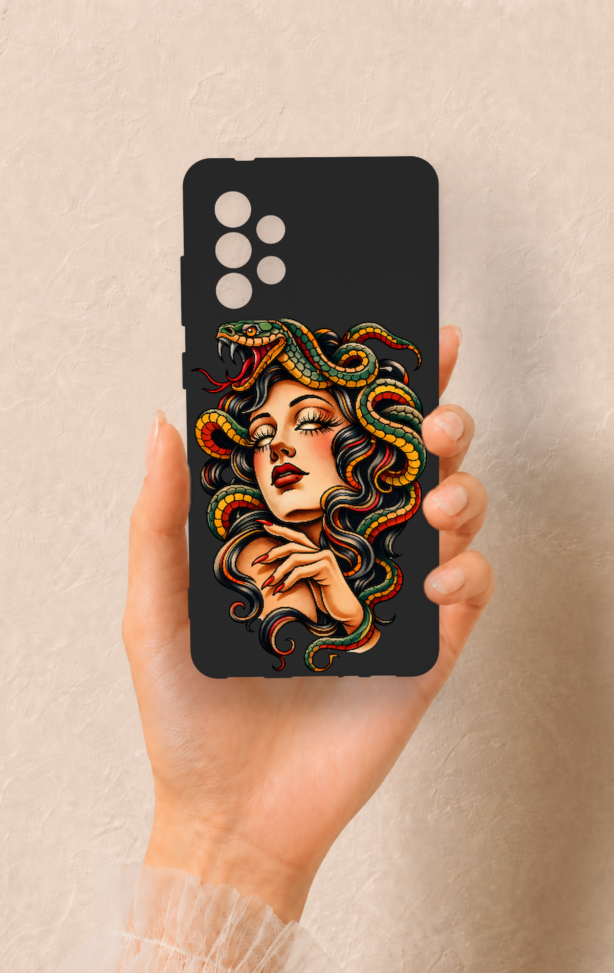 Samsung-A72 Uyumlu Medusa Desenli Silikon Kılıf