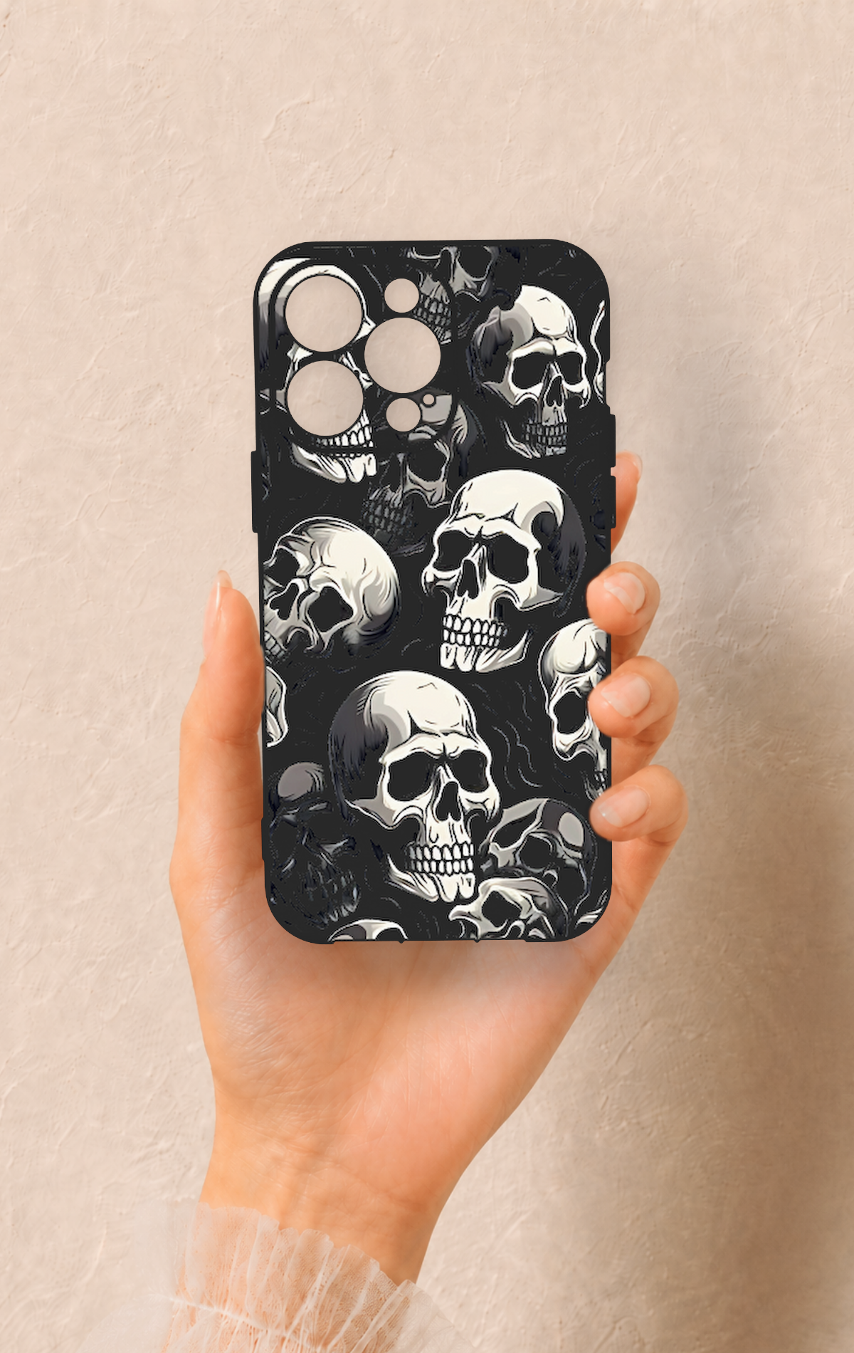 iPhone 14 Pro Max Uyumlu Kuru Kafa Desenli Silikon Kılıf