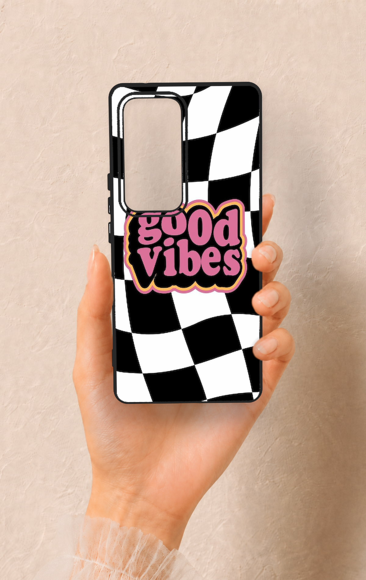 Vivo V30 Uyumlu Black Good Vibes Desenli Silikon Kılıf