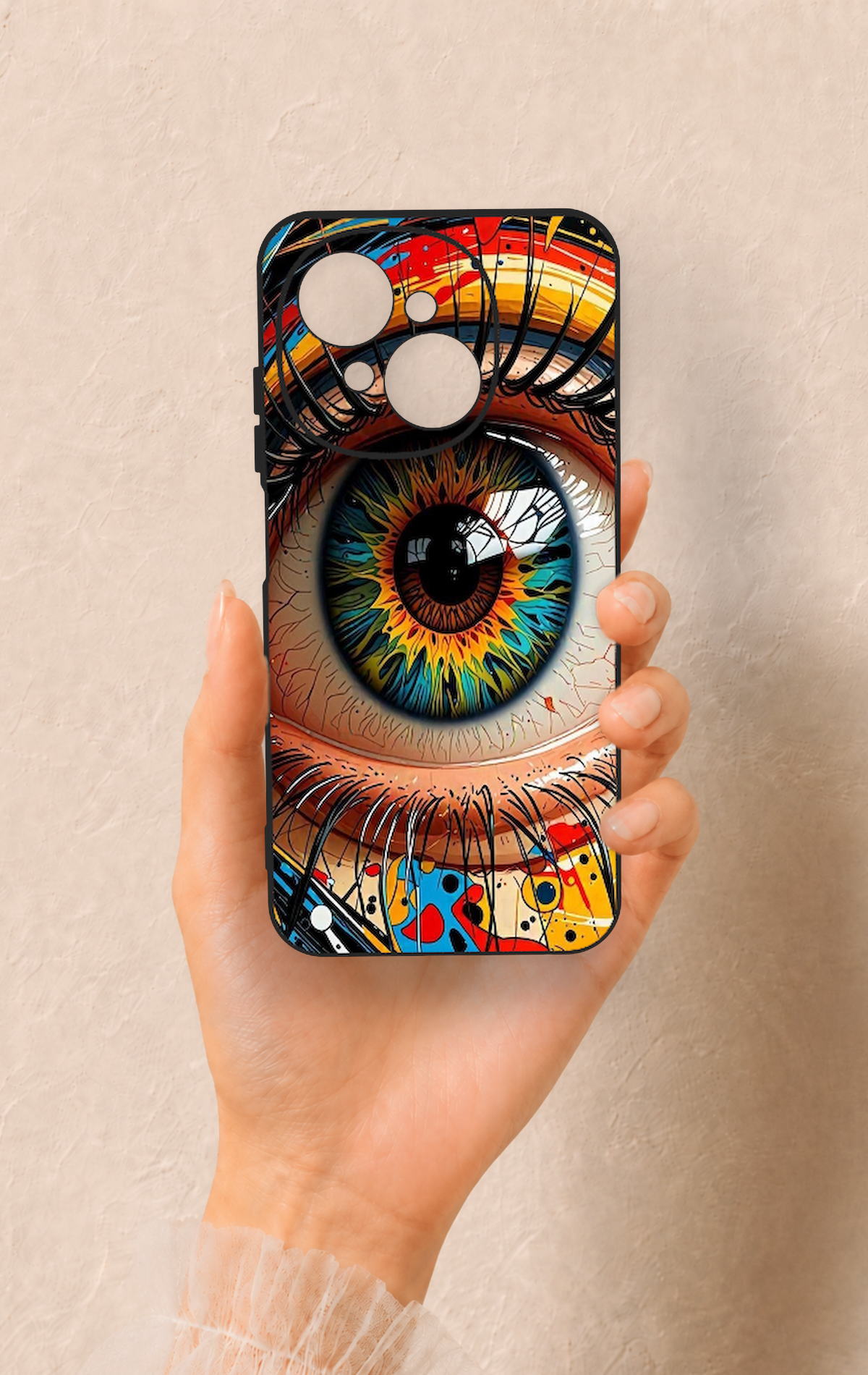 Tecno Spark Go1 Uyumlu Renkli Göz Bebeği Desenli Silikon Kılıf