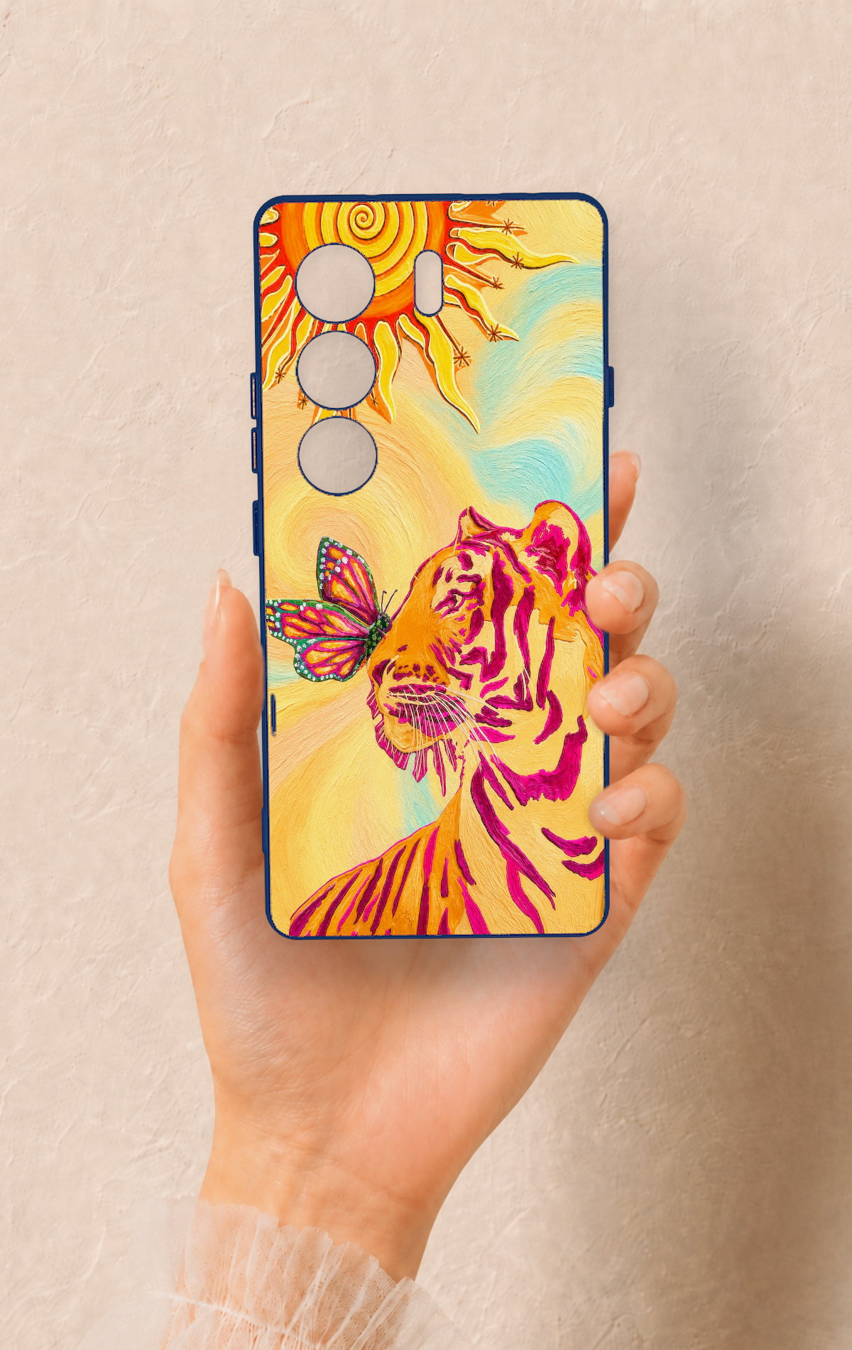 Tecno Camon 40 4G Uyumlu Güneşin Kaplanı Desenli Silikon Kılıf
