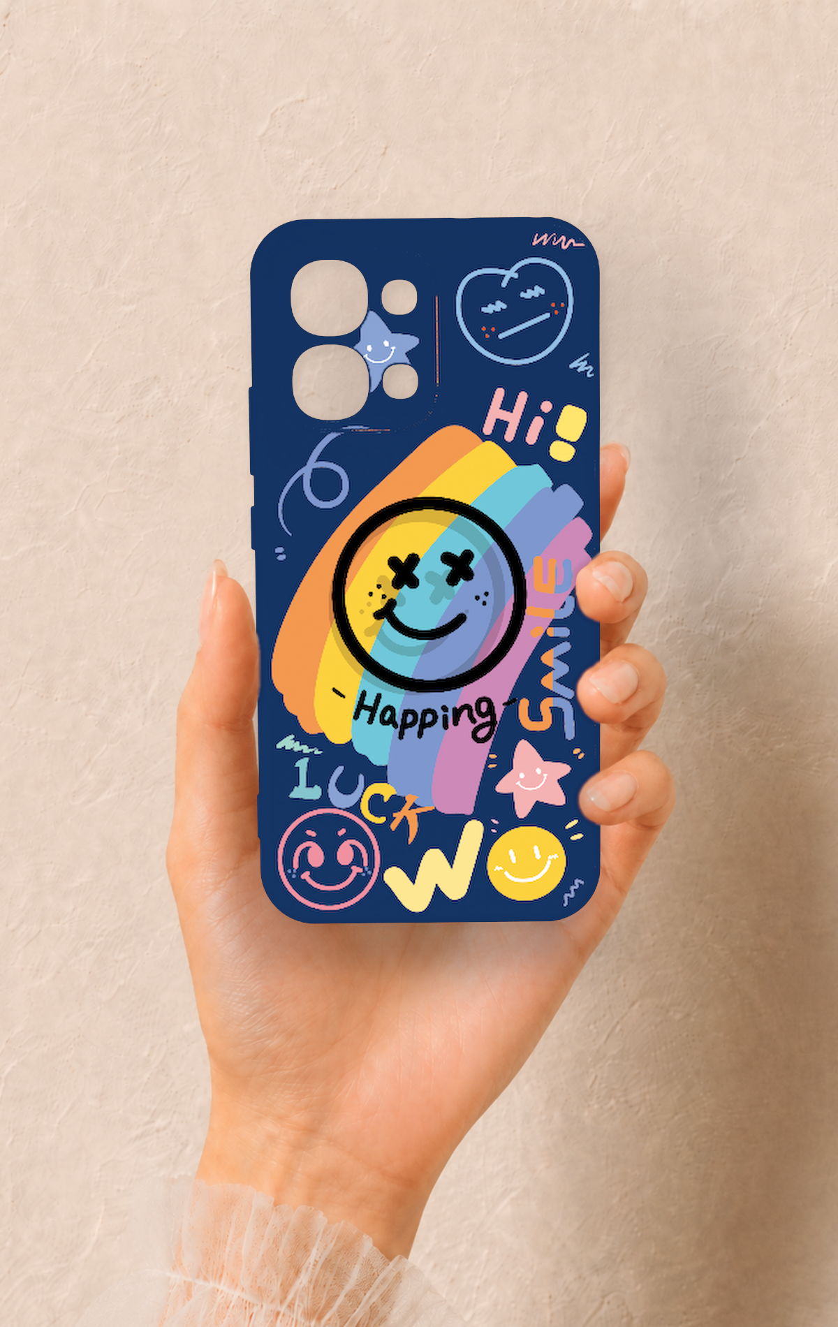 Oppo A6 Pro Uyumlu Happing Smile Desenli Silikon Kılıf
