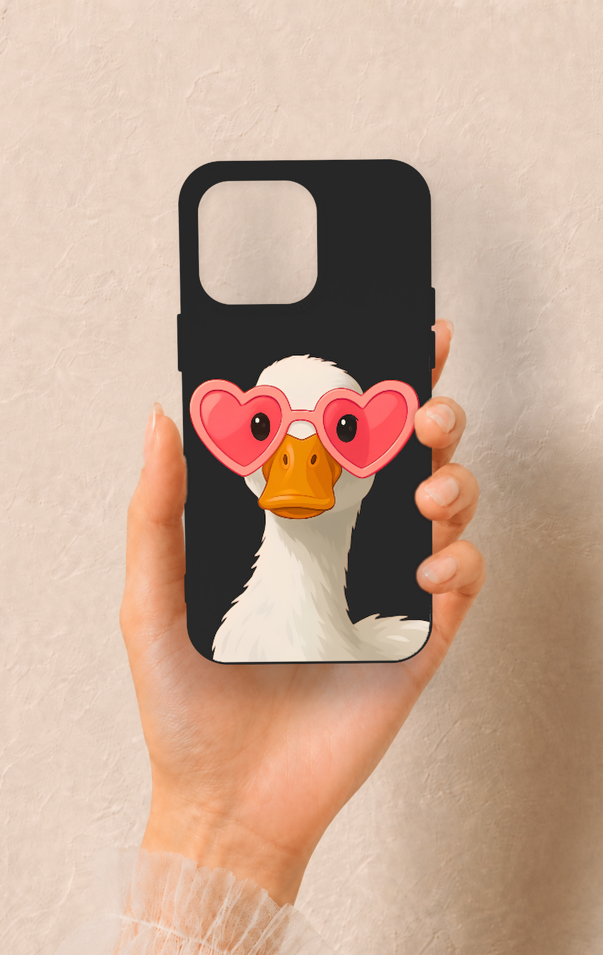 iPhone 15 Pro Max Uyumlu Aşık Ördek Desenli Silikon Kılıf