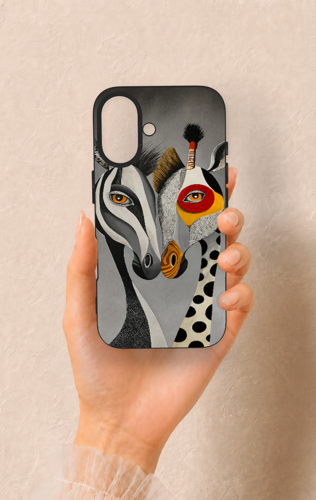 iPhone 16 Uyumlu Zebra ve Zürafa Desenli Silikon Kılıf