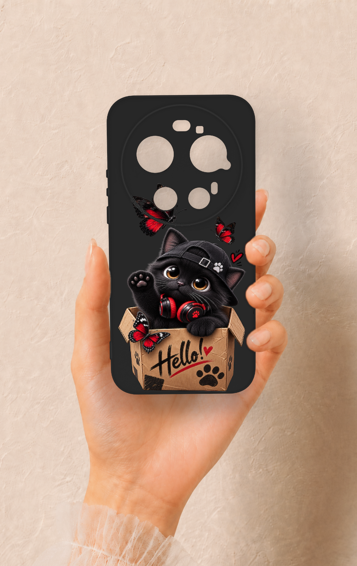 Mi 17 Ultra Uyumlu Hello Cat Desenli Silikon Kılıf