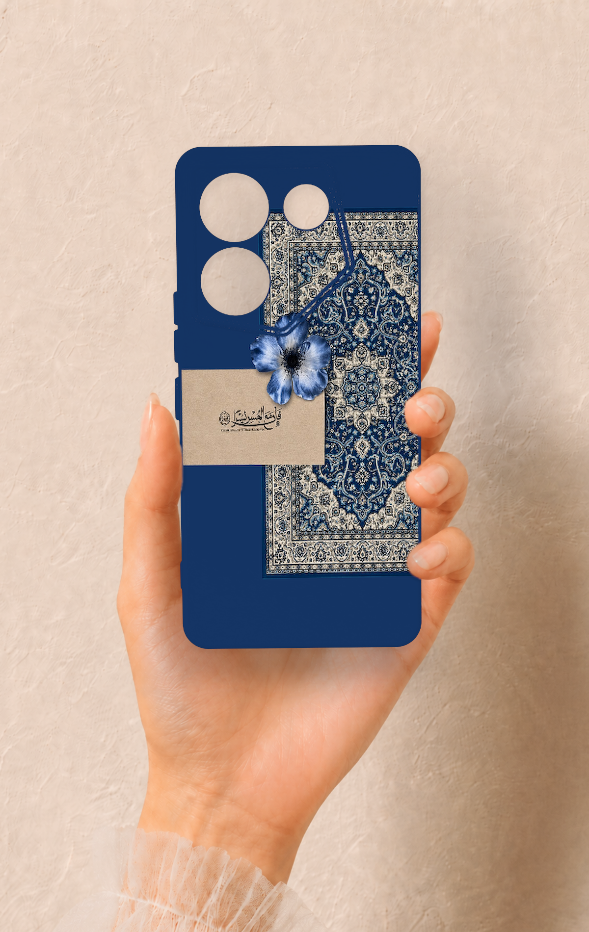 Tecno Caman 20 Pro 5G Uyumlu Mavi Etnik Halı Desenli Silikon Kılıf