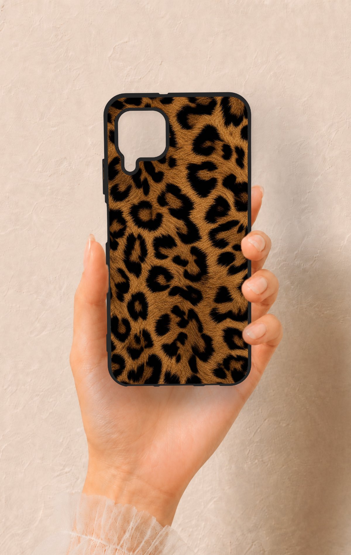 Huawei P40 Lite Uyumlu Koyu Leopar Deri Desenli Silikon Kılıf