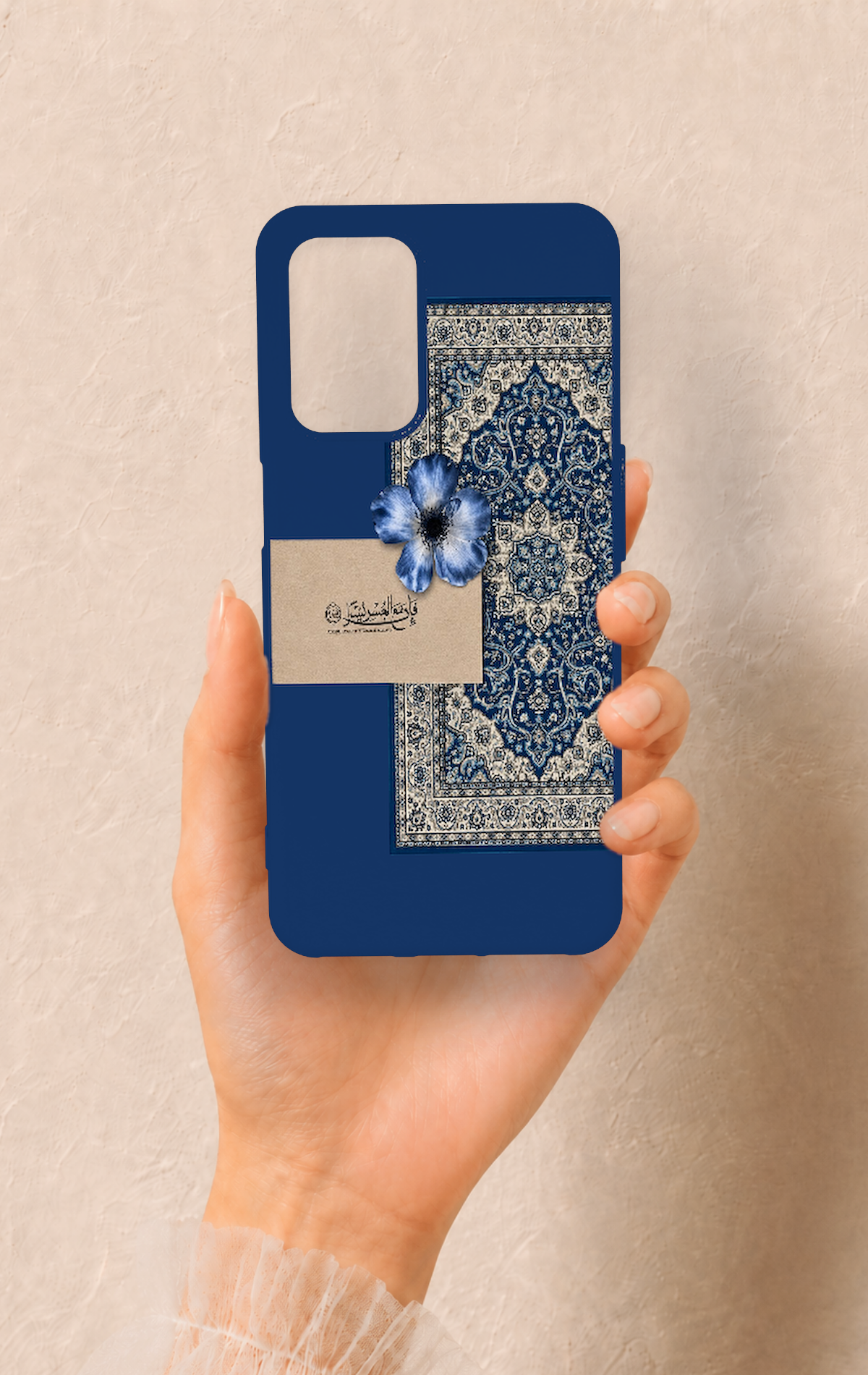 Oppo A54 Uyumlu Mavi Etnik Halı Desenli Silikon Kılıf