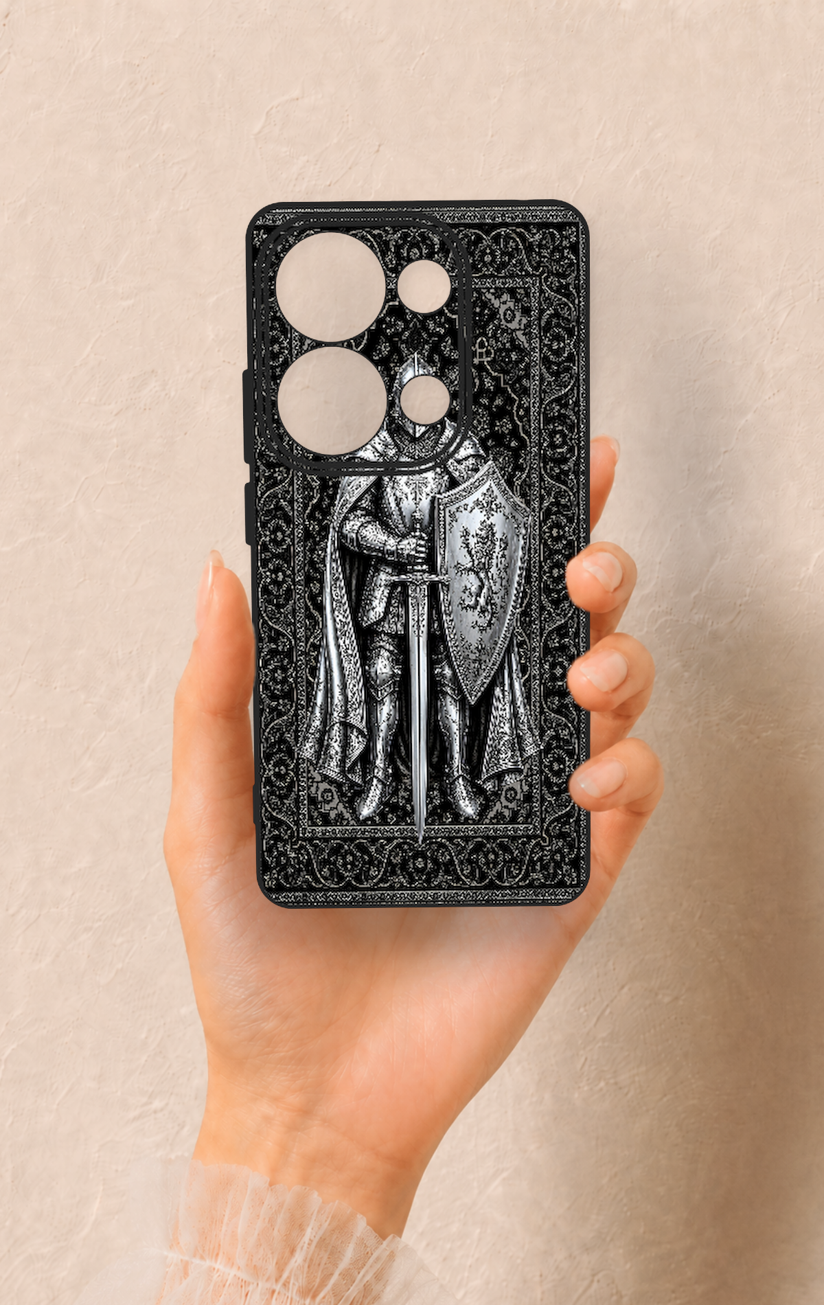 Redmi Note 13 Pro 4G Uyumlu Şövalye Desenli Silikon Kılıf