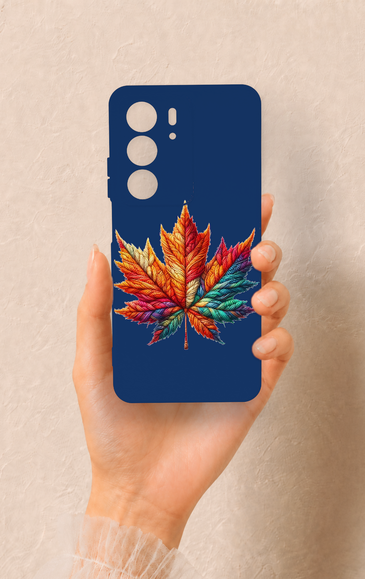 Realme C75 Uyumlu Renkli Yaprak Desenli Silikon Kılıf
