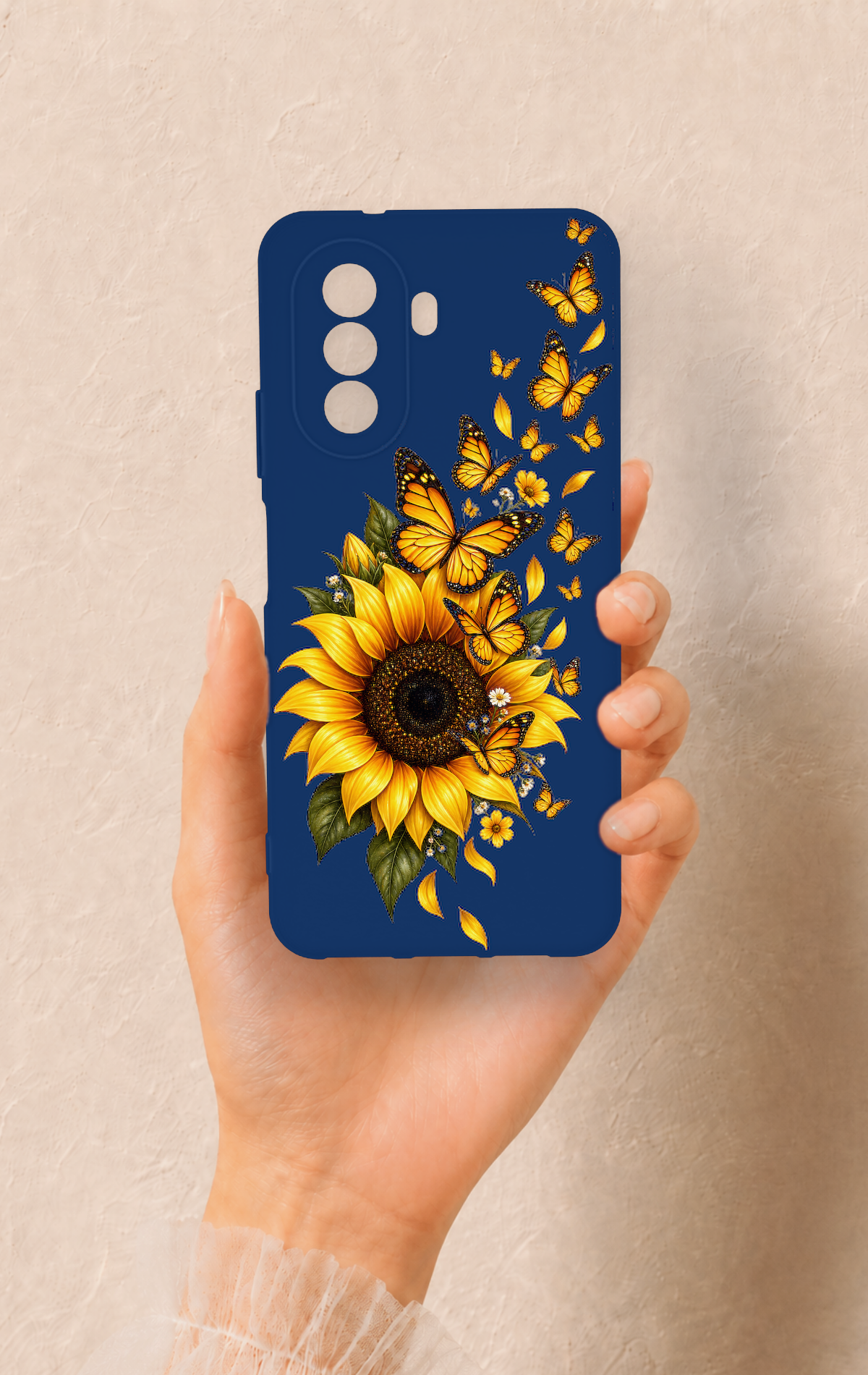 Huawei Nova Y70 Uyumlu Ayçiçeği Desenli Silikon Kılıf