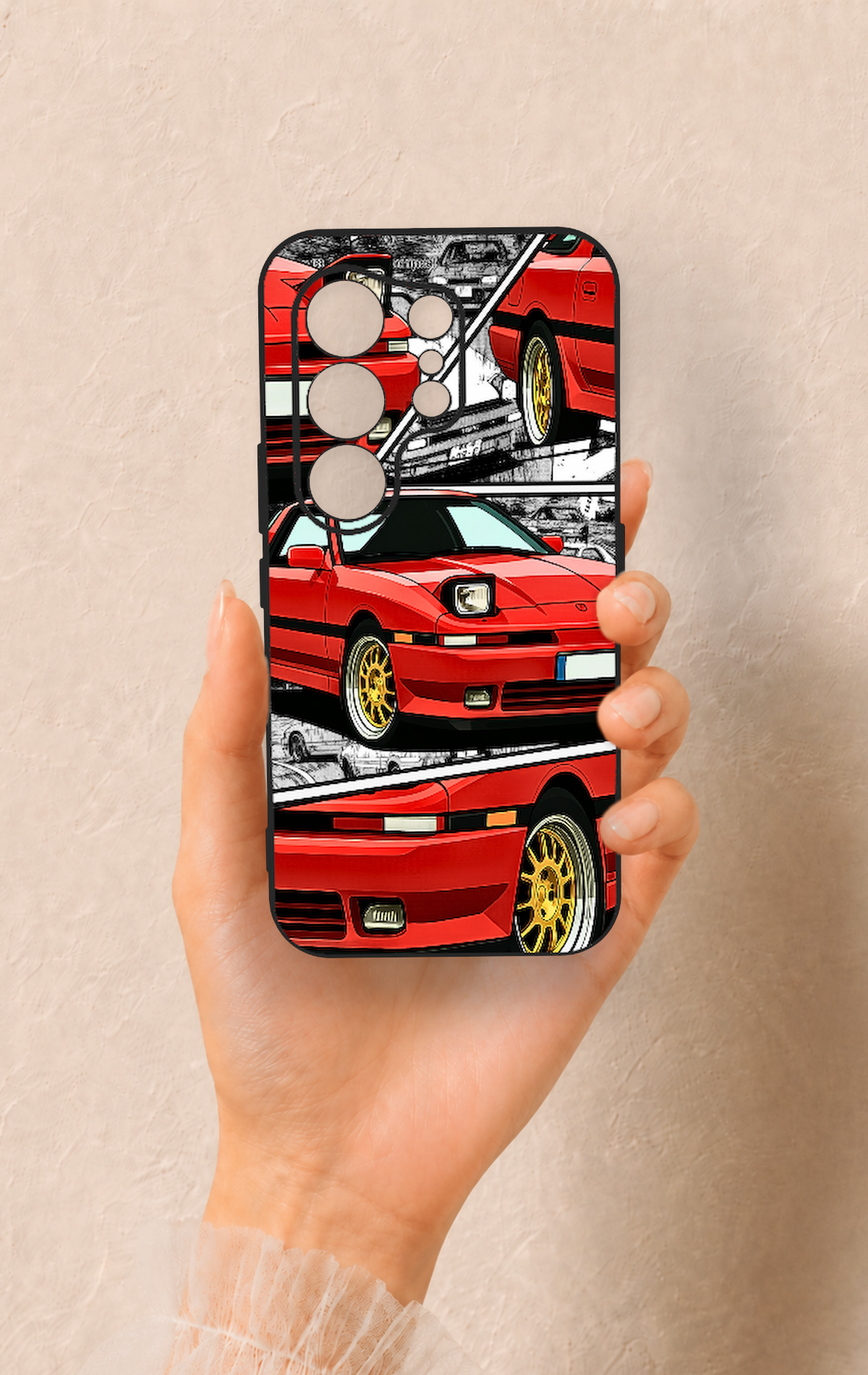 Tecno Camon 50 4G Uyumlu Kırmızı Supra Desenli Silikon Kılıf
