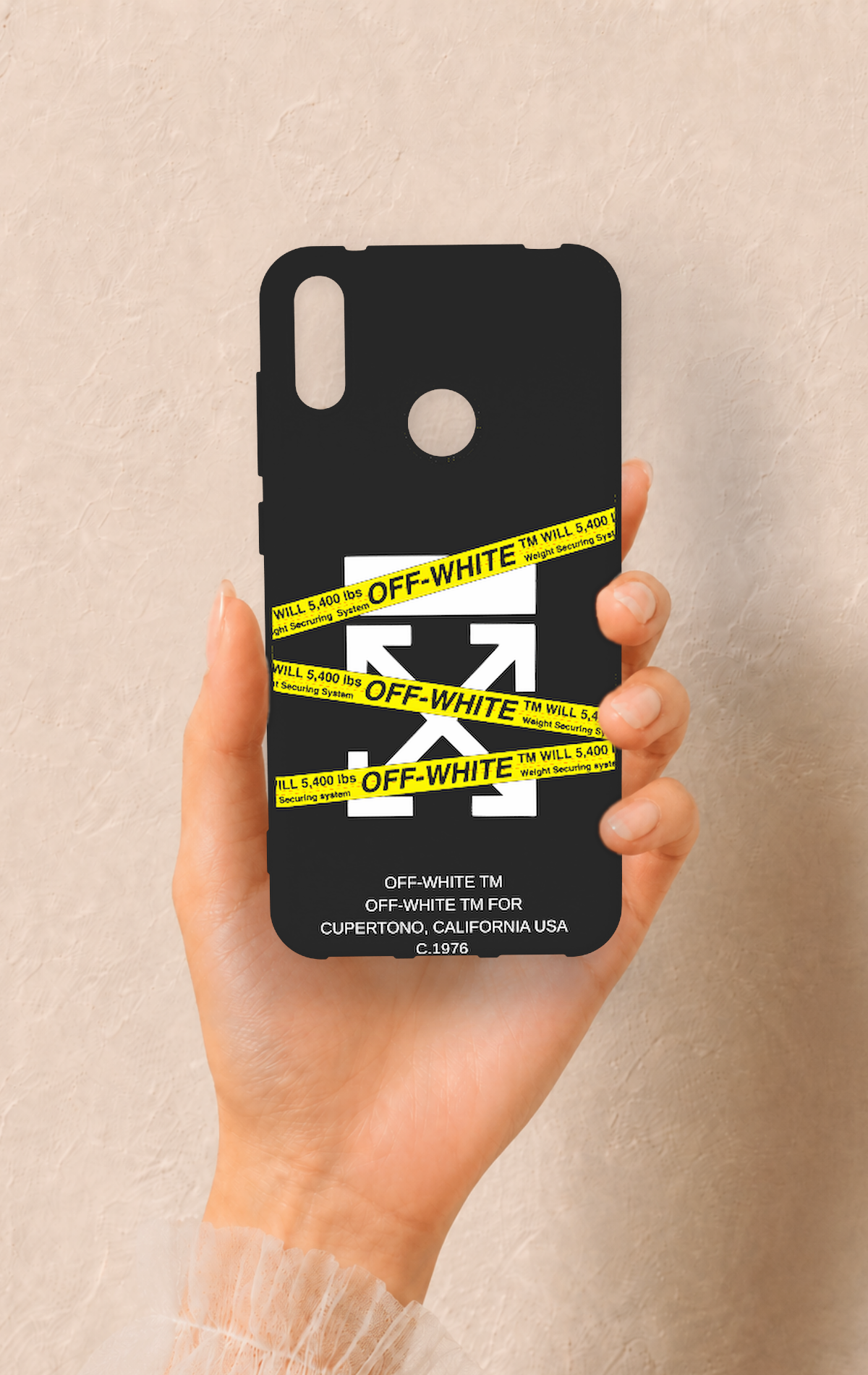 Huawei Y7 2019 Uyumlu Off White Desenli Silikon Kılıf