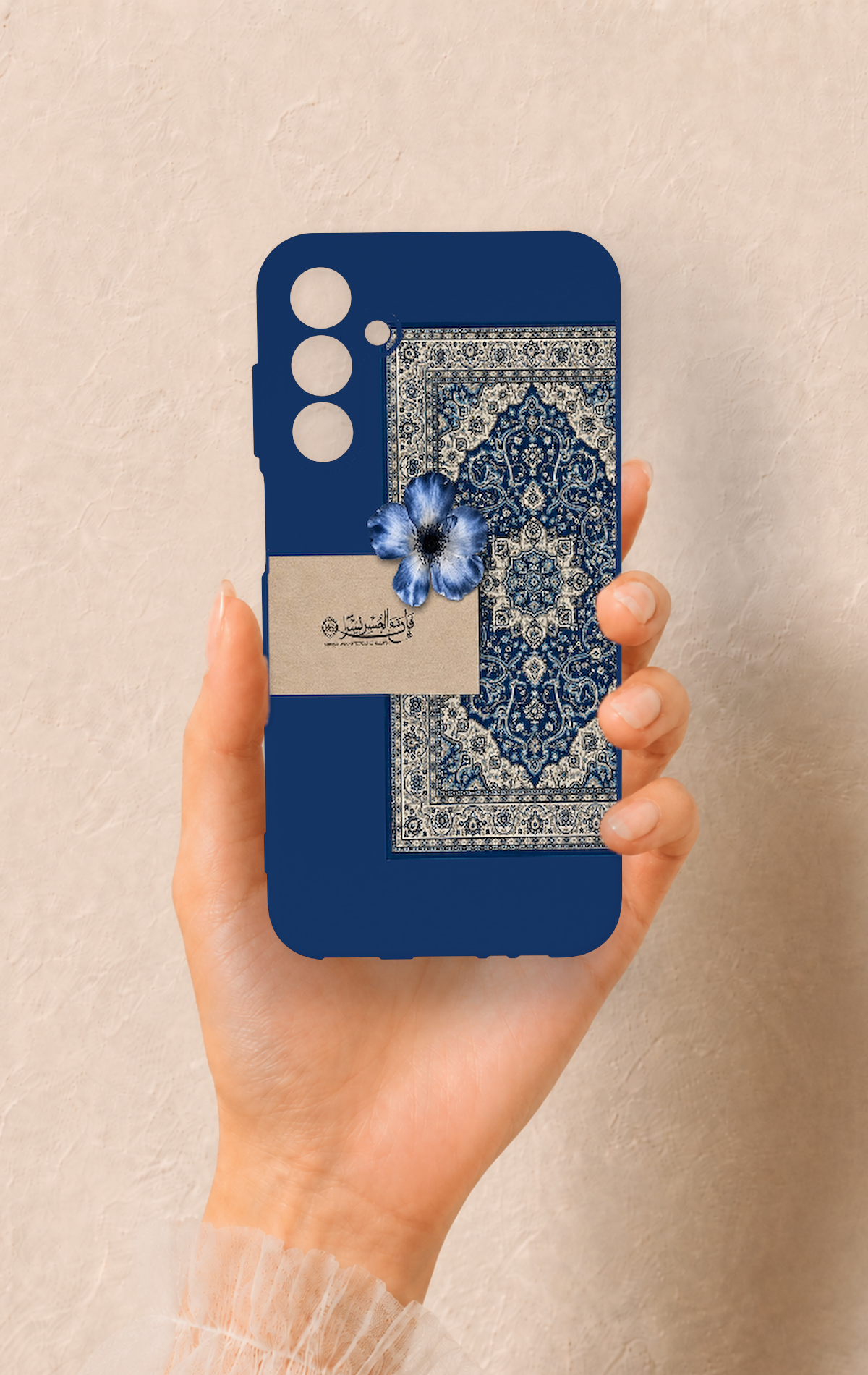 Samsung A15 Uyumlu Mavi Etnik Halı Desenli Silikon Kılıf