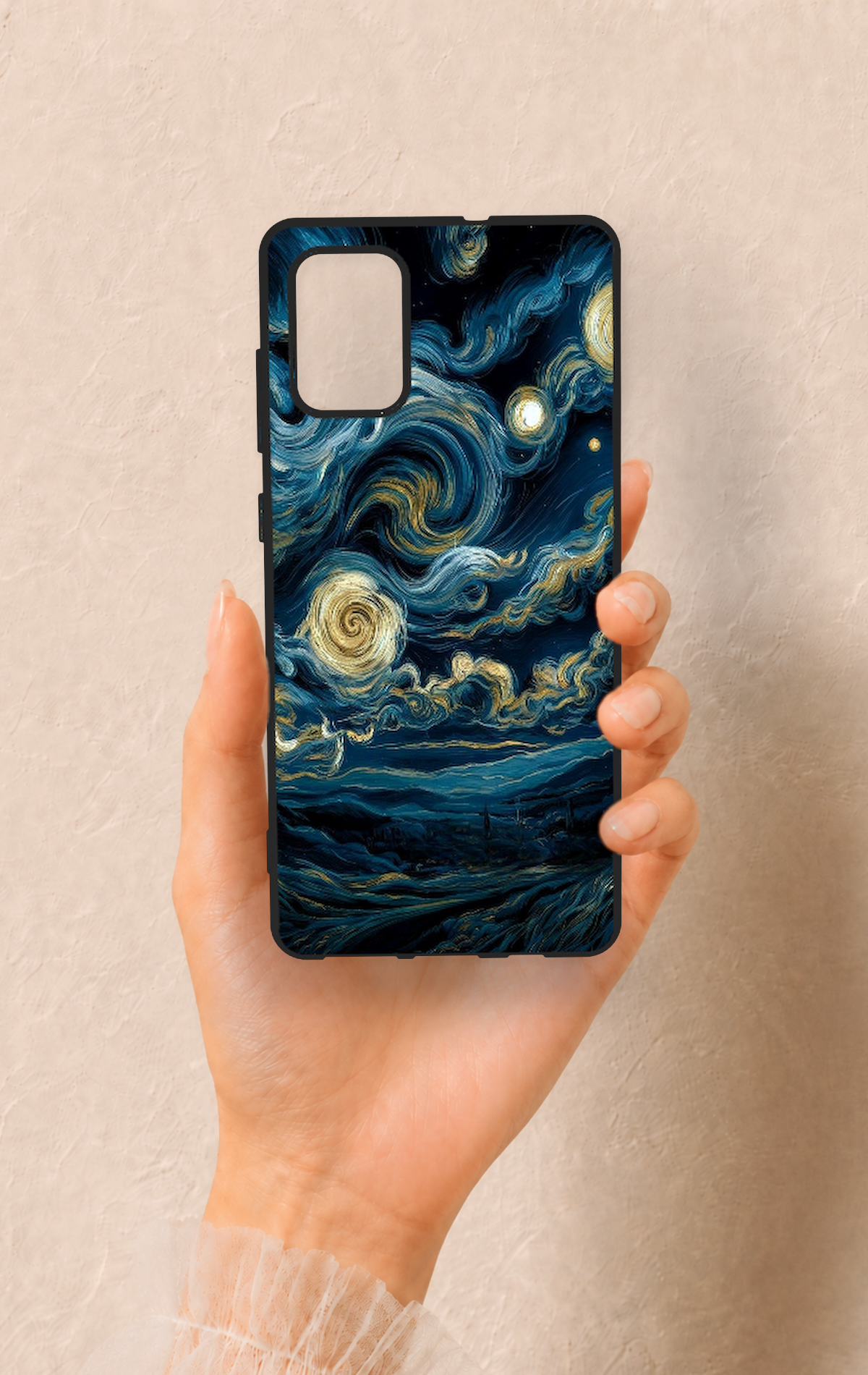 Samsung-A71 Uyumlu Yıldızlı Gece Desenli Silikon Kılıf