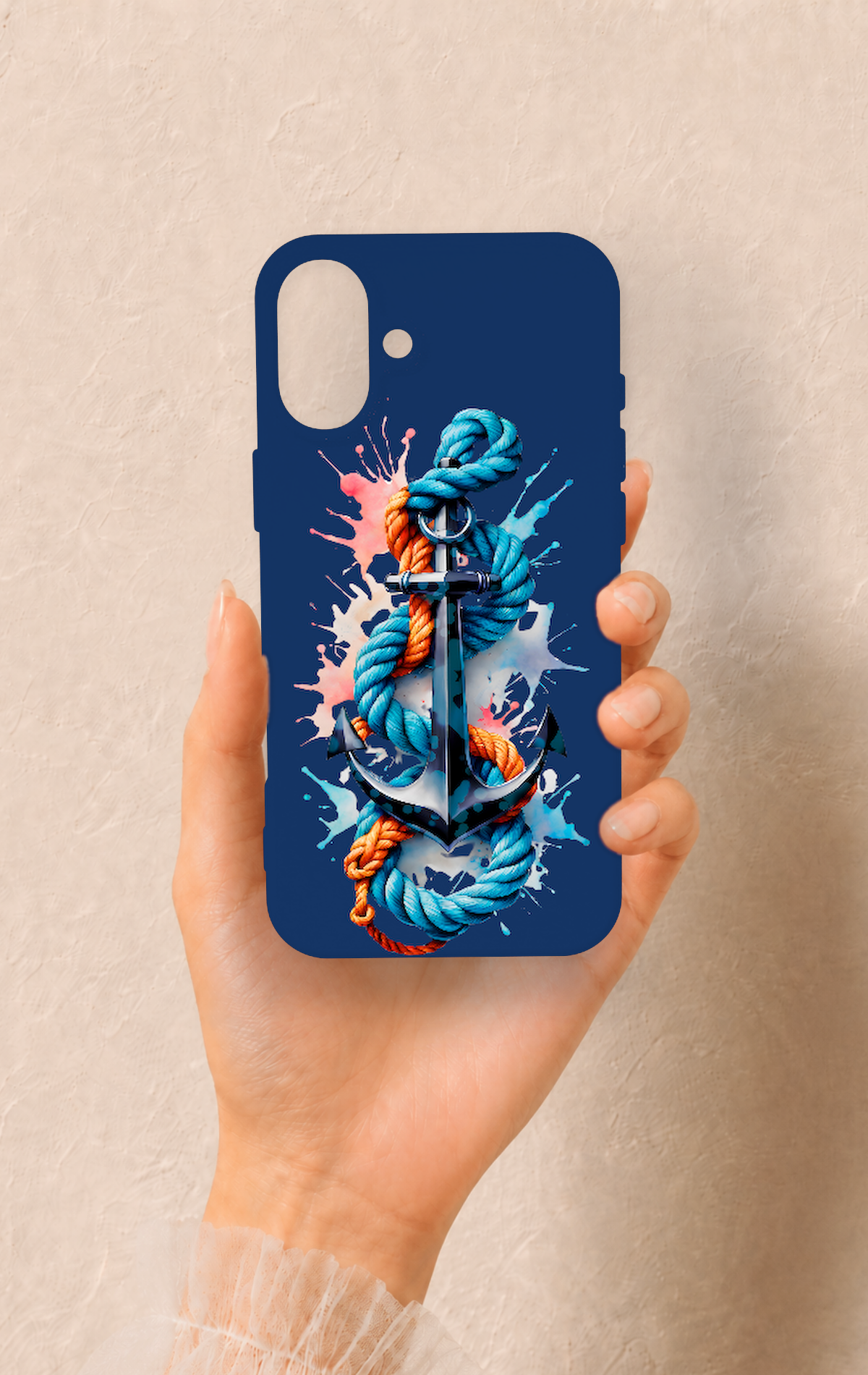 iPhone 16 Plus Uyumlu Anchor Desenli Silikon Kılıf