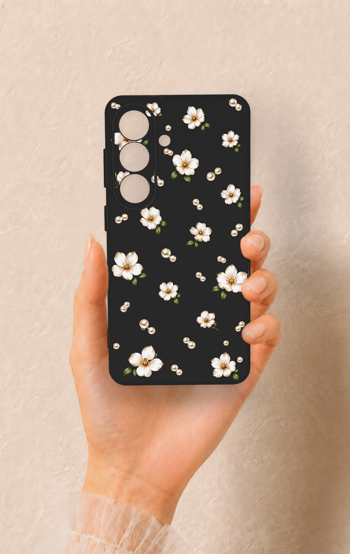 Samsung S26 Uyumlu İnci Papatya Desenli Silikon Kılıf