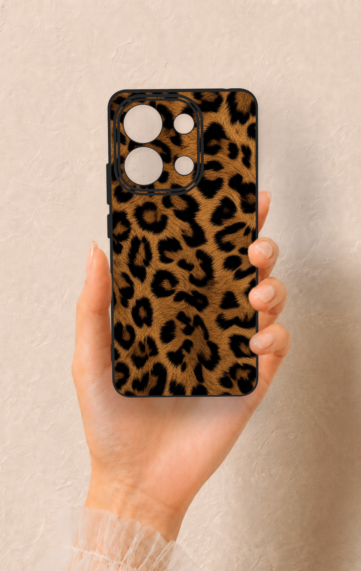 Redmi Note 13 4G Uyumlu Koyu Leopar Deri Desenli Silikon Kılıf