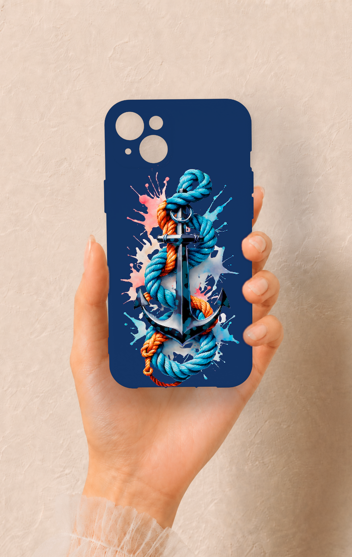 iPhone 14 Plus/15 Plus Uyumlu Anchor Desenli Silikon Kılıf