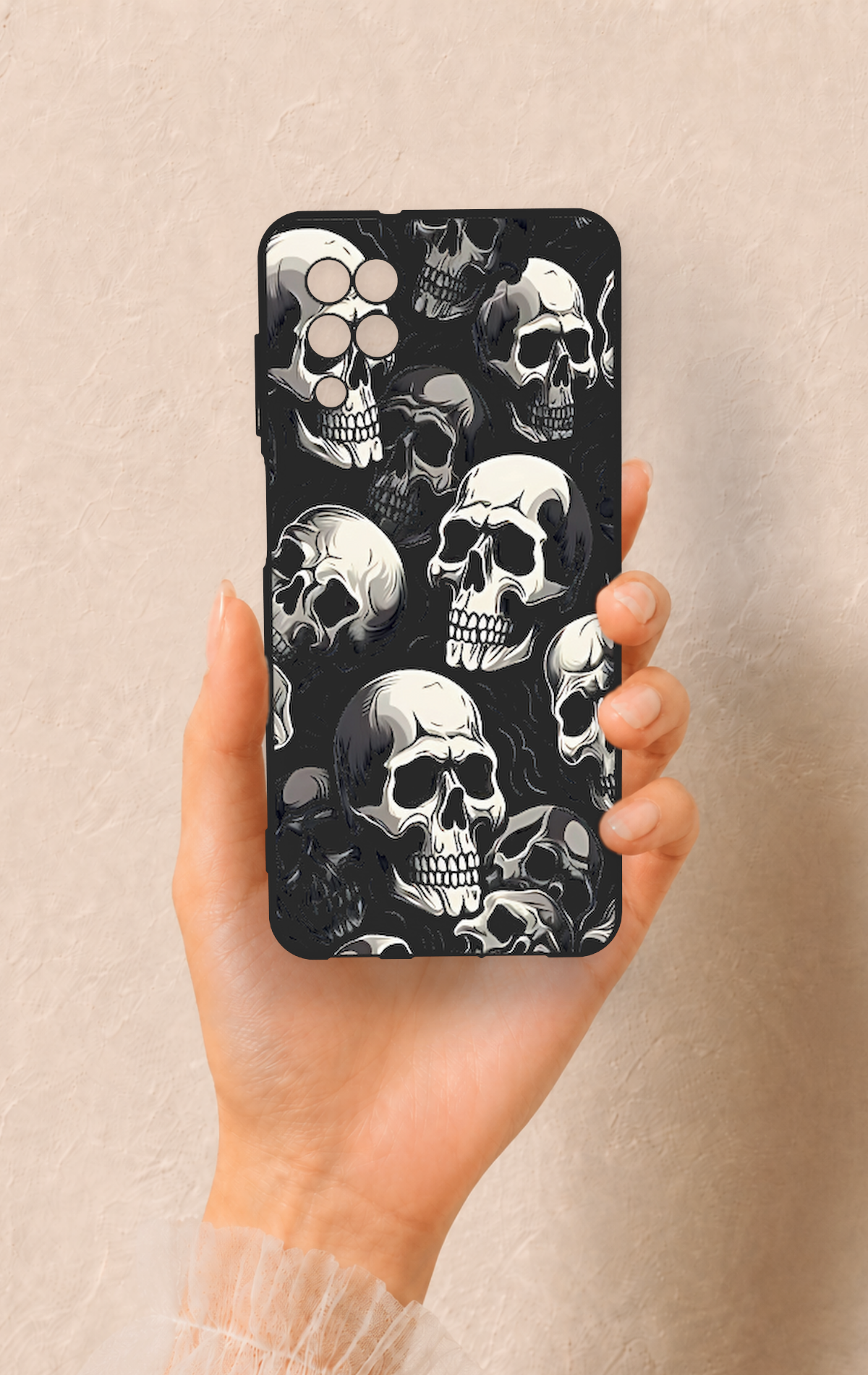 Samsung A12 Uyumlu Kuru Kafa Desenli Silikon Kılıf