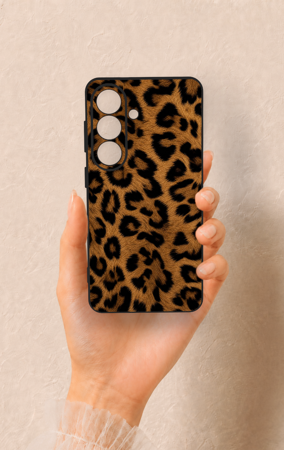 Samsung S26 Uyumlu Koyu Leopar Deri Desenli Silikon Kılıf