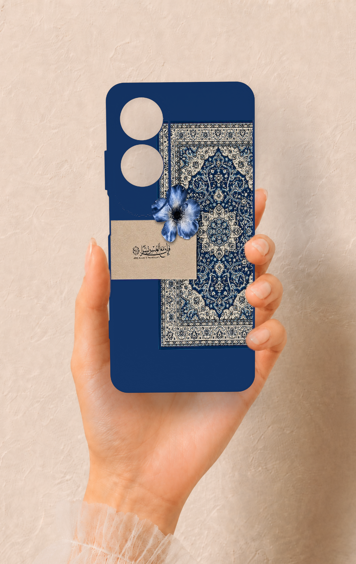 Oppo A60 Uyumlu Mavi Etnik Halı Desenli Silikon Kılıf
