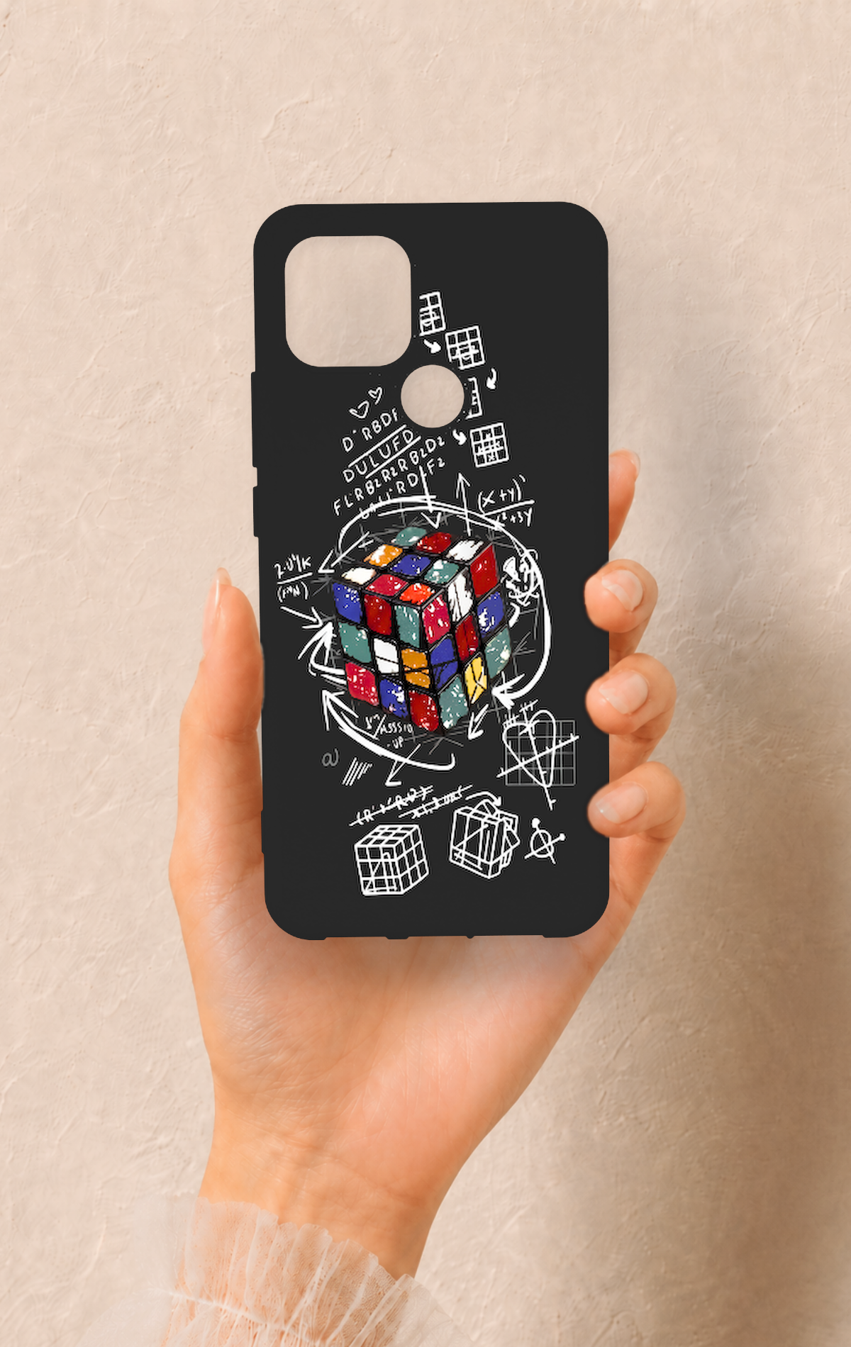 Oppo A15 Uyumlu Rubik Küb Desenli Silikon Kılıf