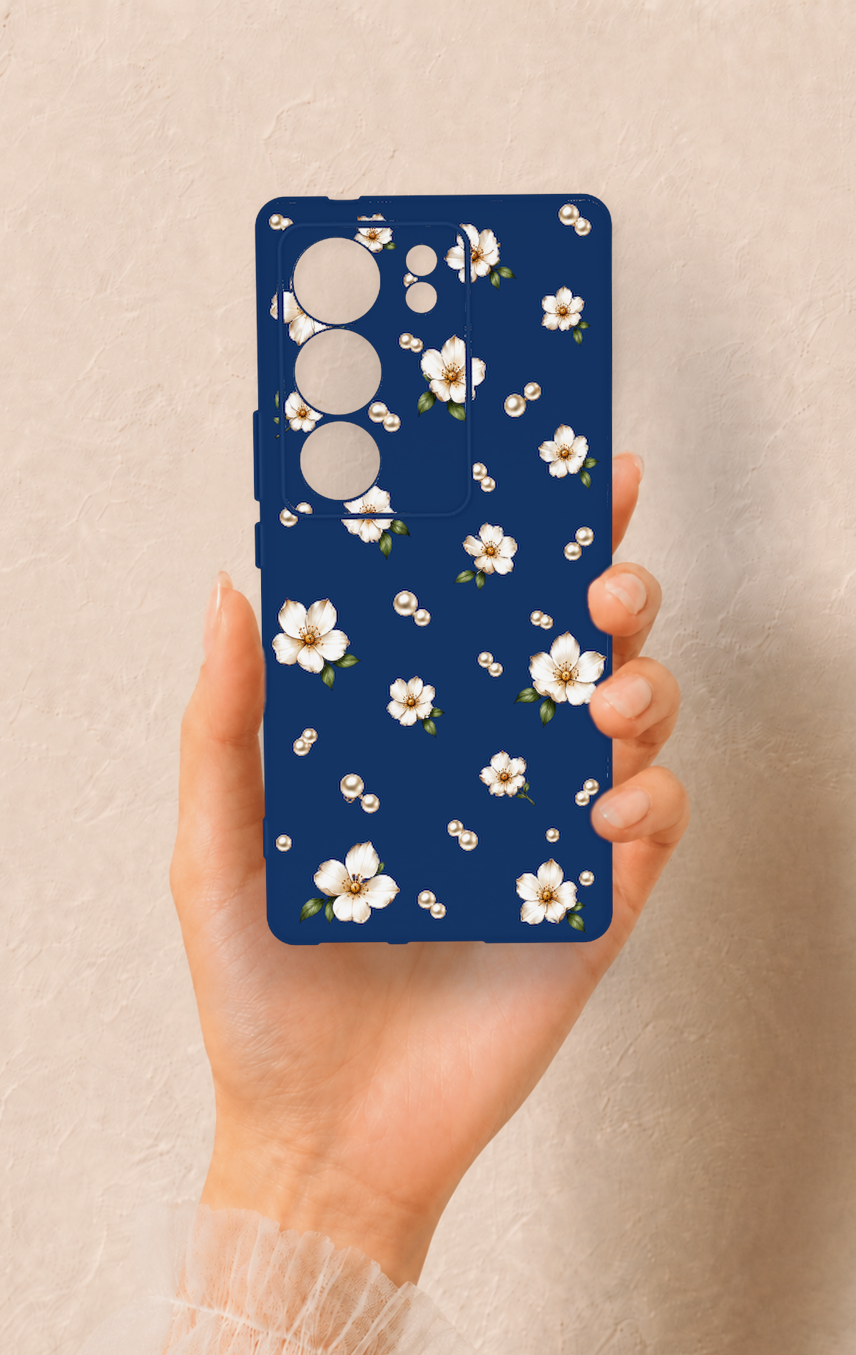 Vivo V29 Uyumlu Papatya İnci Desenli Silikon Kılıf