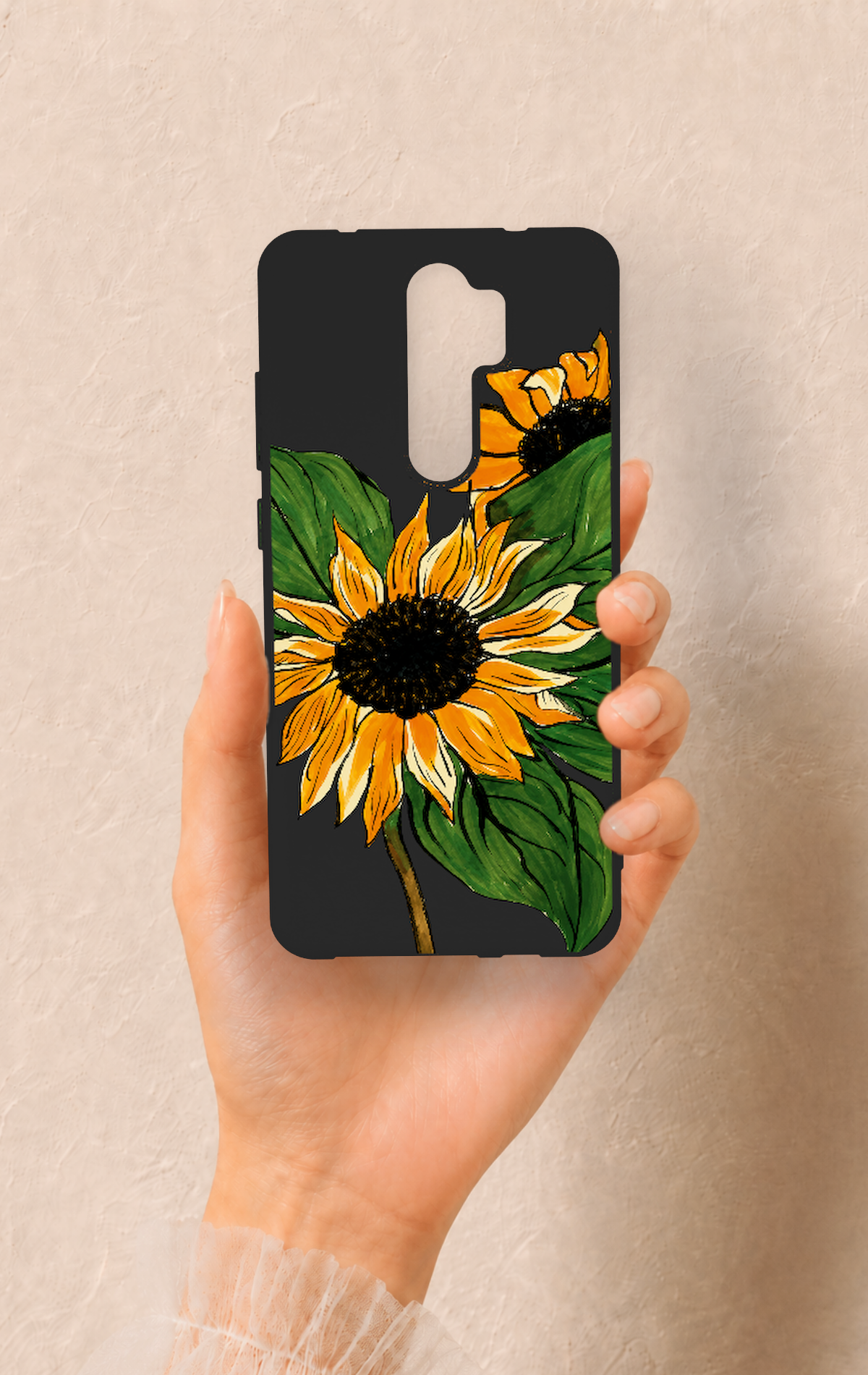 Redmi Note 8 Pro Uyumlu Ay Çiçeği Desenli Silikon Kılıf