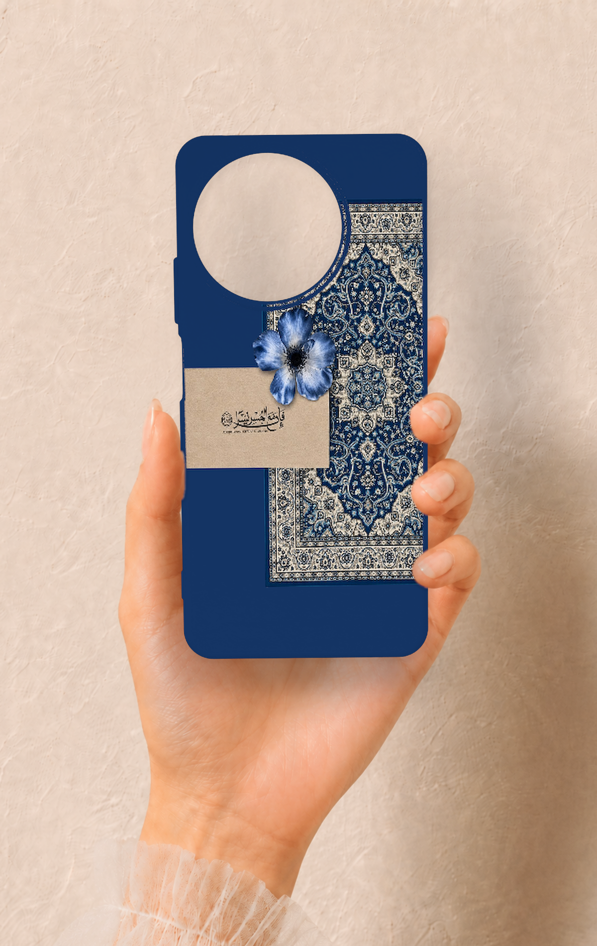 Realme 11 Uyumlu Mavi Etnik Halı Desenli Silikon Kılıf