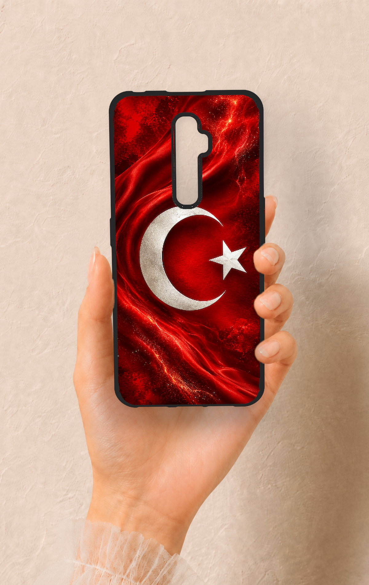 Oppo Reno 2Z Uyumlu Türk Bayrağı Desenli Silikon Kılıf