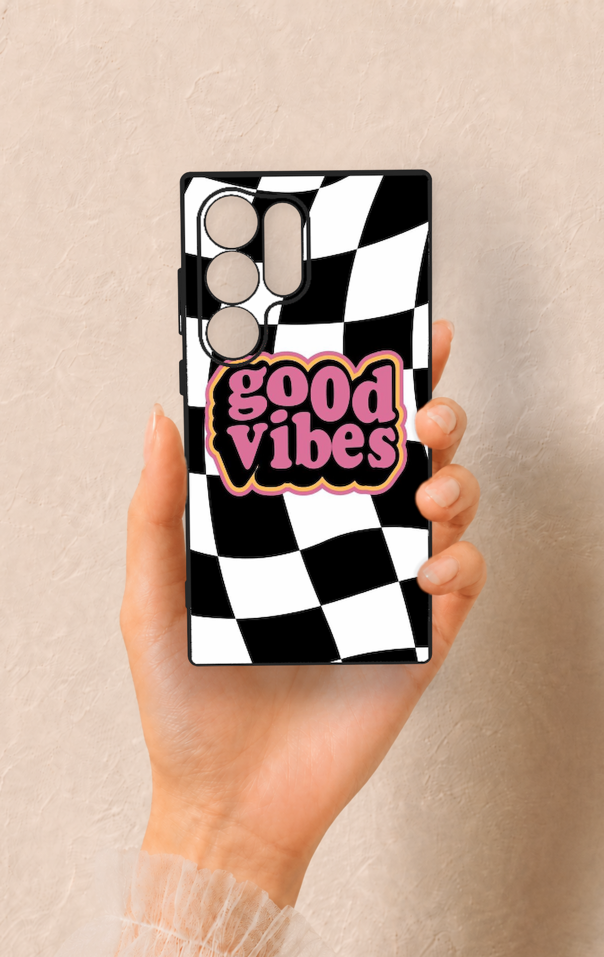 Samsung S24 Ultra Uyumlu Black Good Vibes Desenli Silikon Kılıf